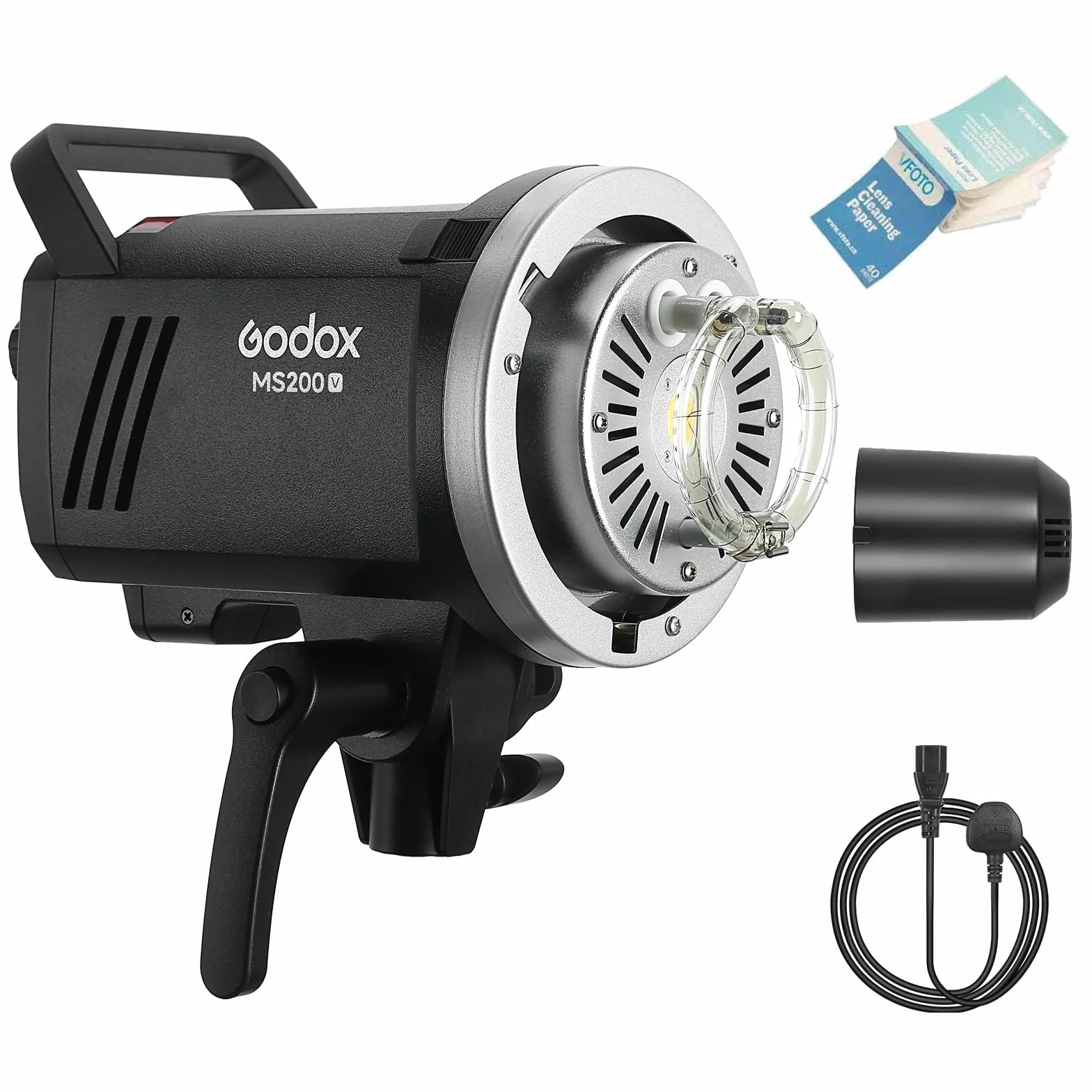Godox MS200V Compact Studio Flash 200W GN53 5800K 2.4G, Tempo di Riciclaggio 0.1-1.3s, Bowens Mount, con Regolabile LED Modellabile Lampada (MS200)