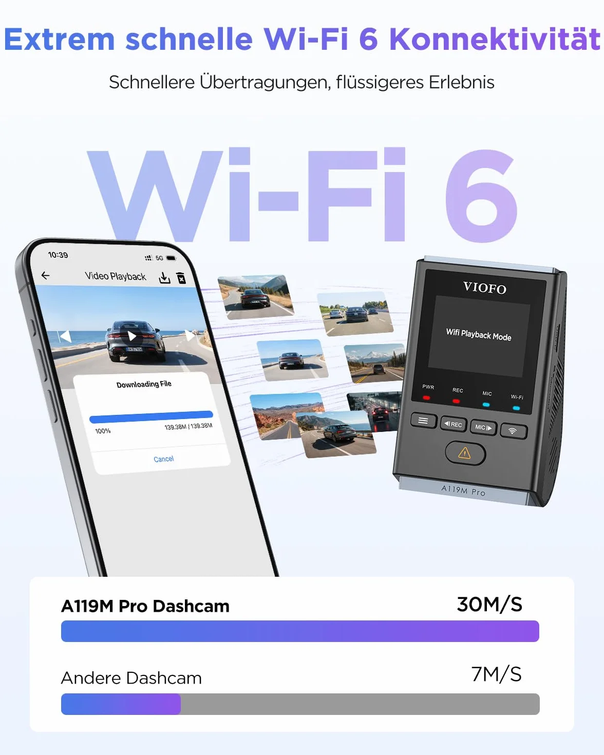 VIOFO A119M Pro 4K HDR Mini Dashcam per Auto con CPL, Wi-Fi 6 e GPS Fotocamera per Auto Anteriore con STARVIS 2, Comando Vocale e Riproduzione Vocale, Visione Notturna 2.0, Modalità di Parcheggio con