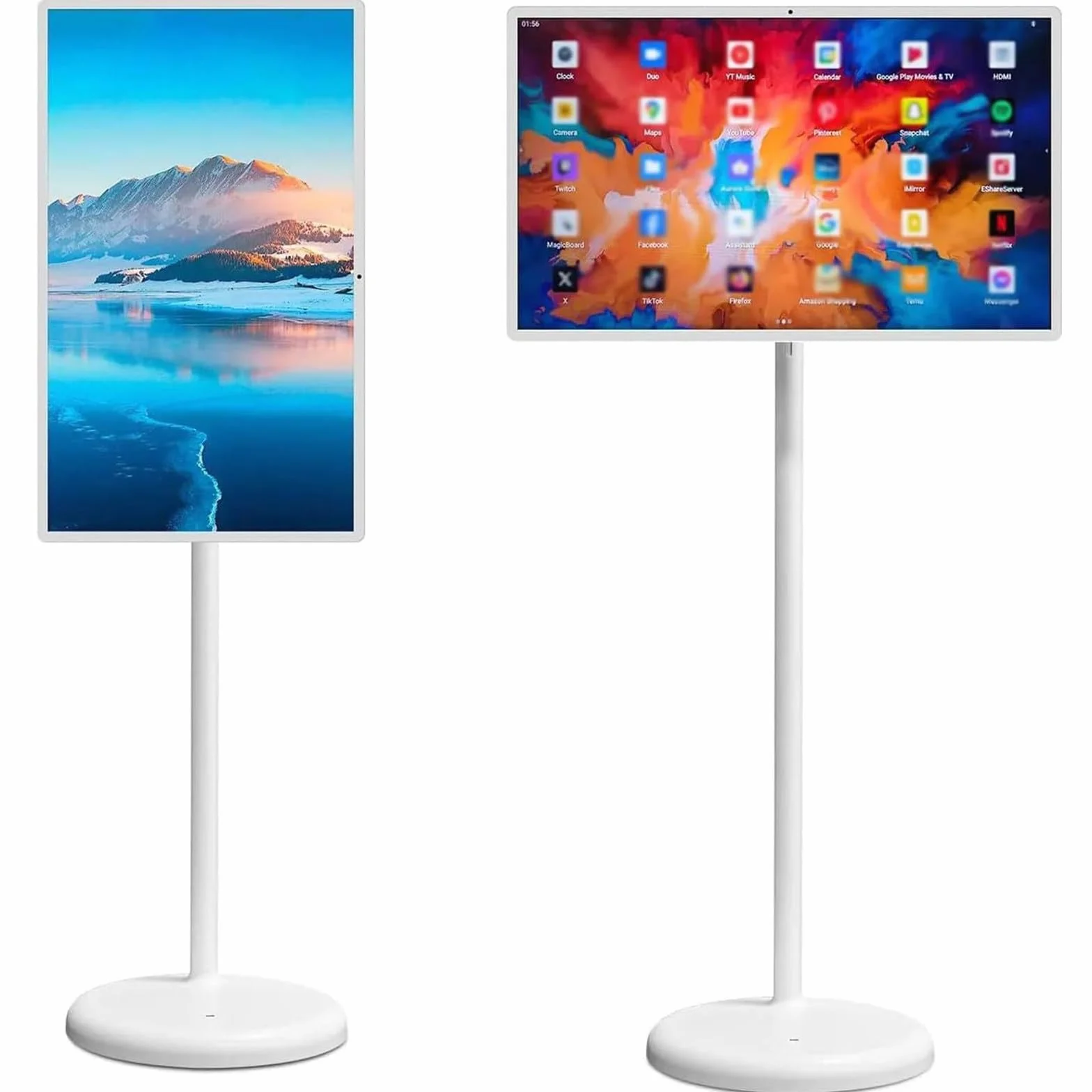 TV Portatile Mobile,Monitor Intelligente Portatile 21,5/24/24/32 Pollici 1080p,TV Touchscreen,Smart TV Mobile Schermo Touch Girevole Fotocamera,TV Mobile Intelligente Pavimento 8+128 Gb 32in