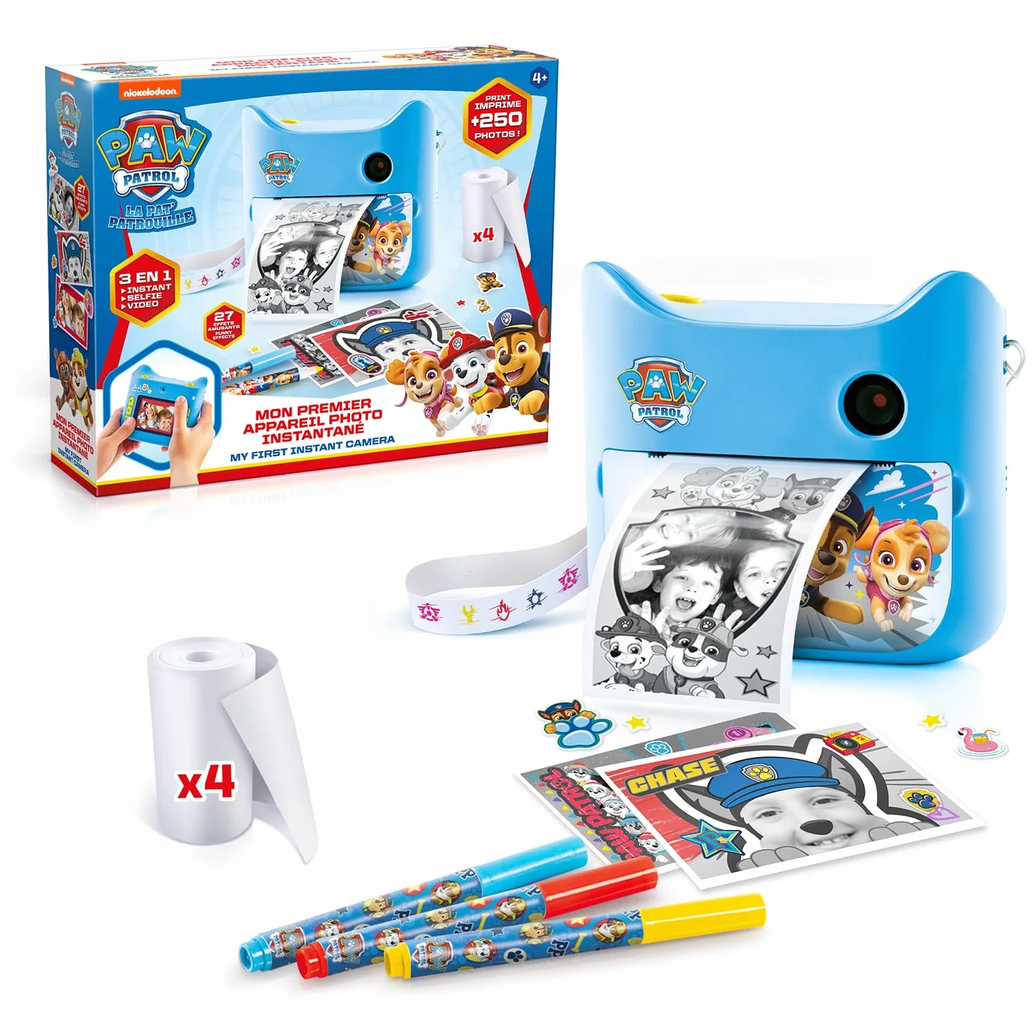 Canal Toys - Photo Creator - PAT'PATROUILLE-Fotocamera a stampa istantanea-con 4 rotoli di carta e 4 feltri-senza inchiostro -PPC 037