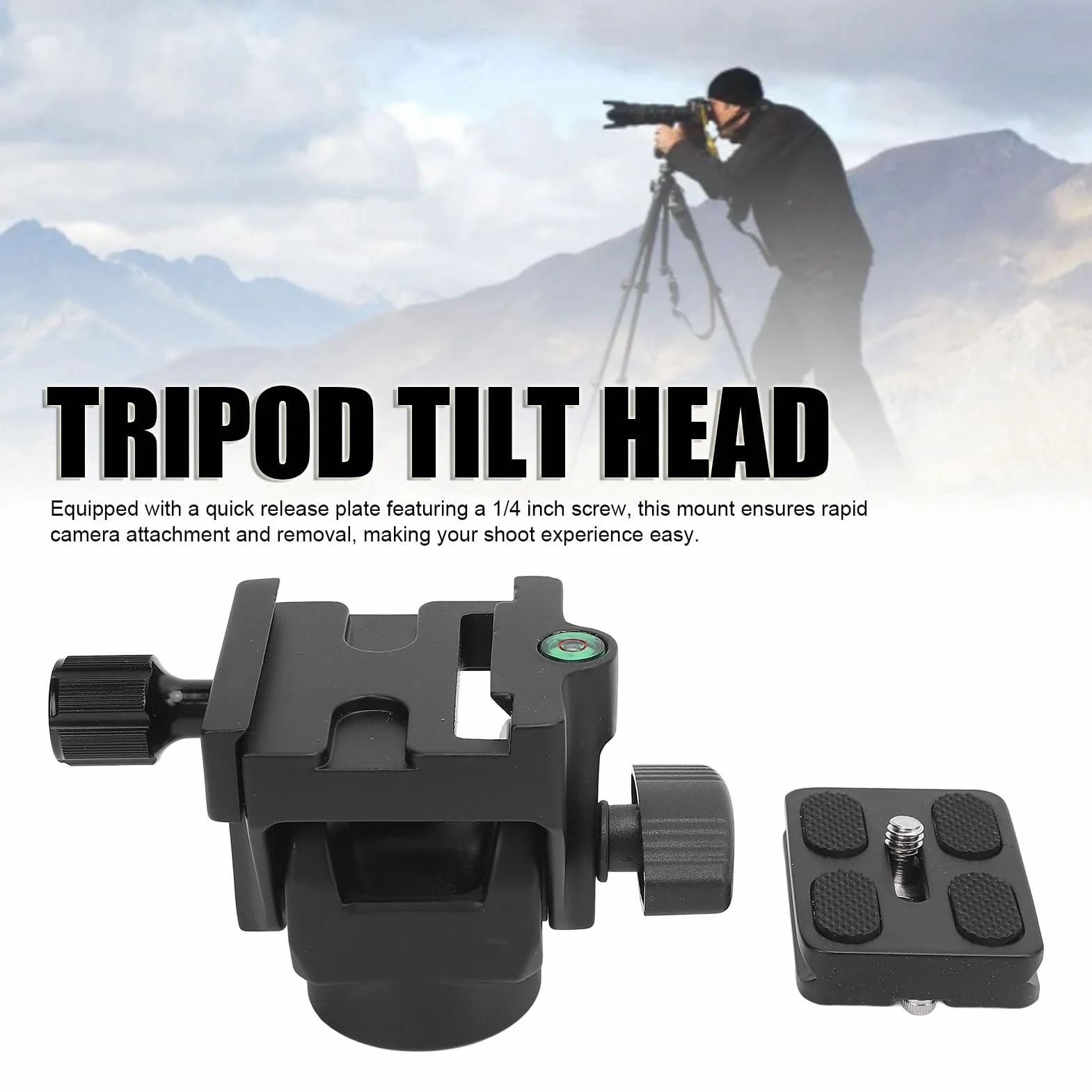 Testa di inclinazione monopiede in lega di alluminio con rilascio rapido per fotografia di birdwatching