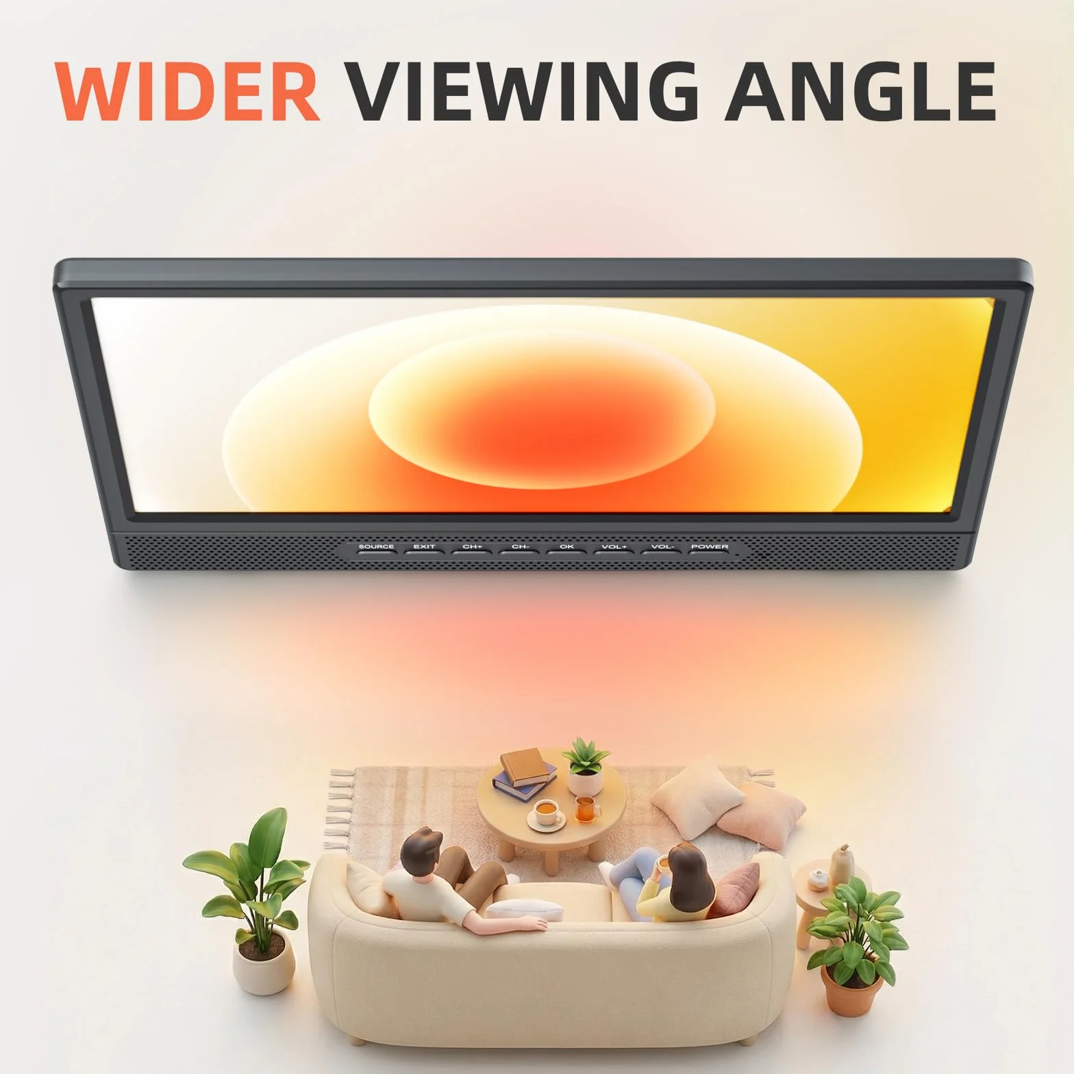 Desobry Smart TV Android 12 Pollici Televisore Portatile DVB-T2 Freeview HDMI USB AV Cuffie Supporto Regolabile 180°
