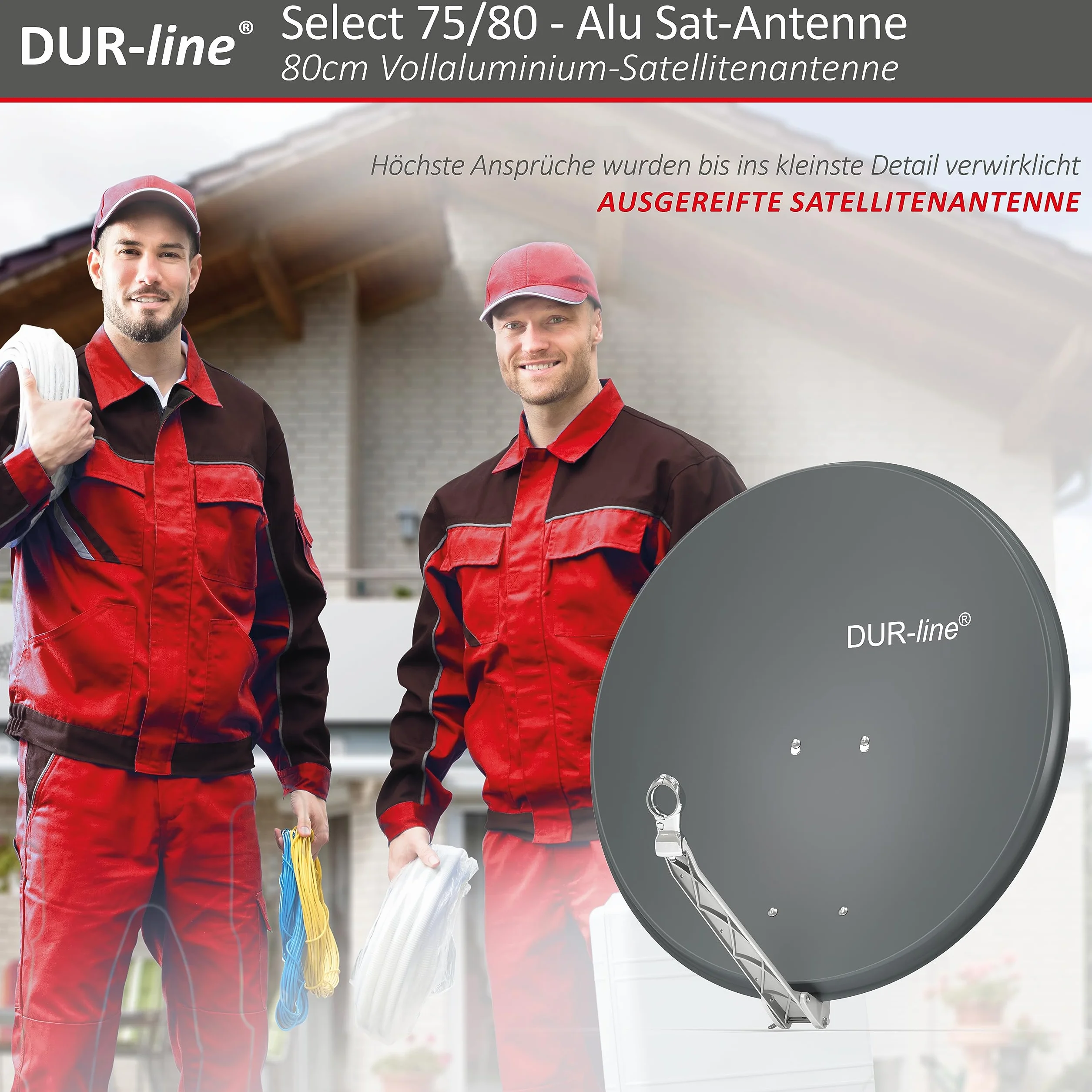 DUR-line Select - Parabola satellitare in alluminio, 75 cm/80 cm