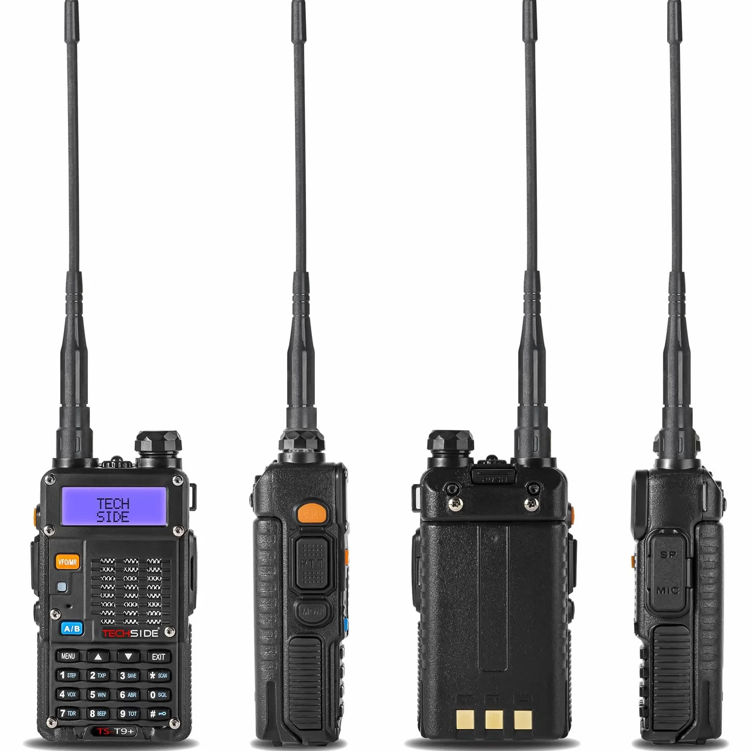 TECHSIDE MOD. POTENTE 8W | Tri-Power | Radio TS-T9+ Dual Band Vhf/Uhf | COMPATIBILE BAOFENG canali PREINSTALLATI MIDLAND G7 Pro G9 TI-F8+ PMR446 LPD SoftAir Vigilanza