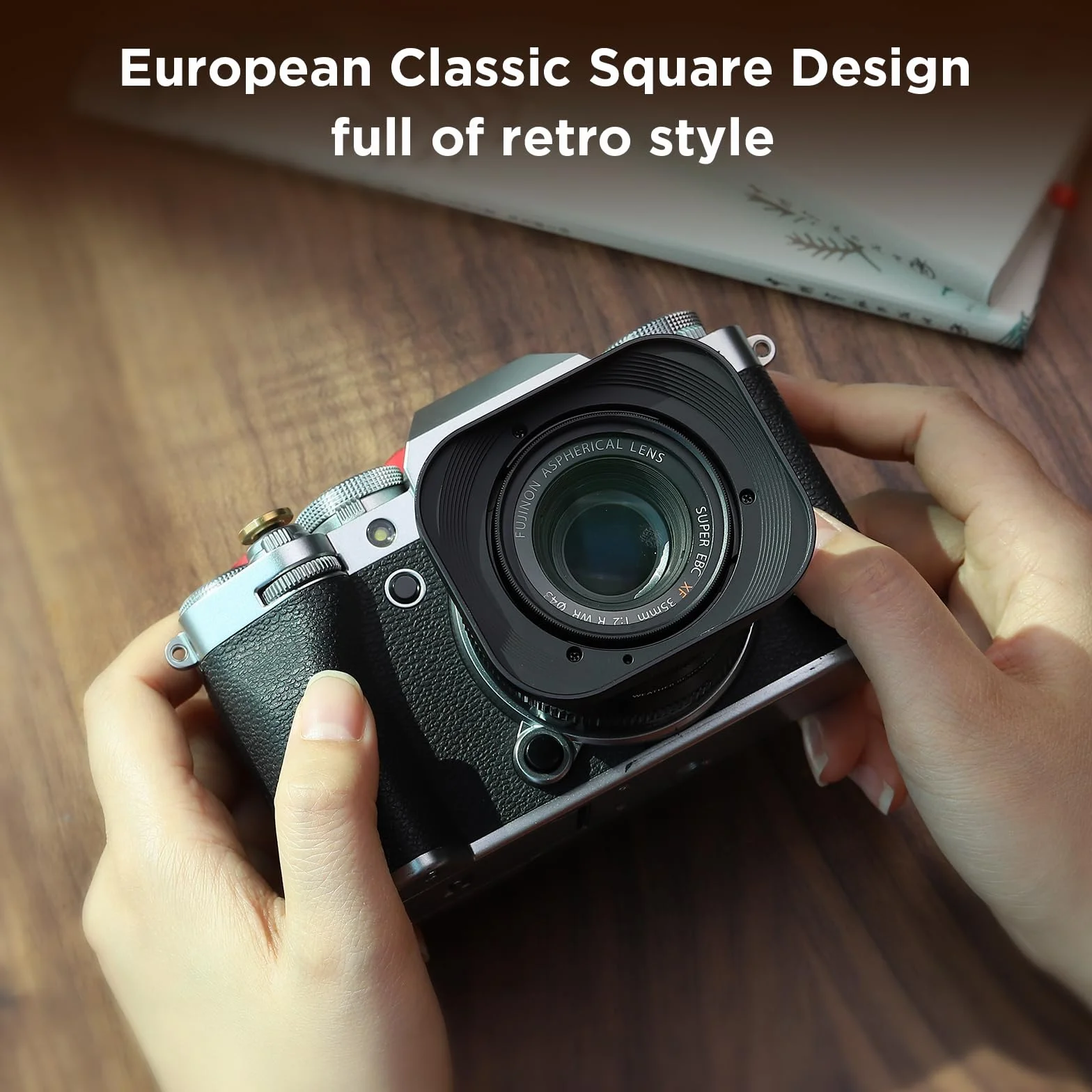 Haoge LH-X35 - Paraluce rettangolare in metallo per obiettivo Fujifilm Fuji Fujinon XF35 mmF2 XF 35 mm f/2 R WR e XF23 mmF2 XF 23 mm f2 R WR WR, sostituisce LH-XF35-2