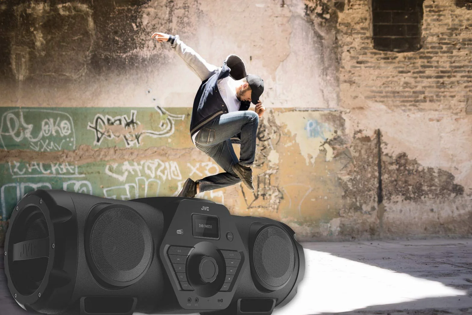 JVC RV-NB300DAB - Boomblaster con CD, USB, DAB+ e streming audio Bluetooth