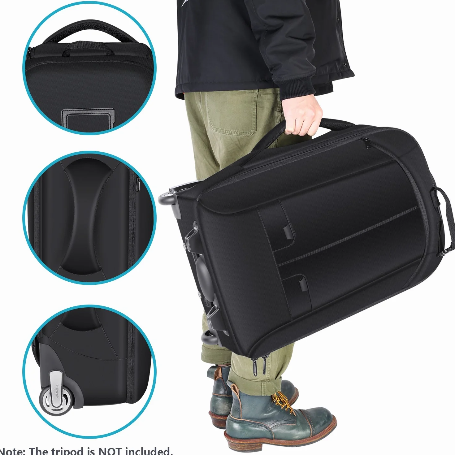 Neewer 2-in-1 Zaino Scorrevole per Fotocamera Stile Valigia Convertibile con Doppia Maniglia, Antiurto con Scomparti Imbottiti Rimovibili, per Fotocamere SLR/DSLR, Treppiedi, Obiettivi (Nero/Rosso)