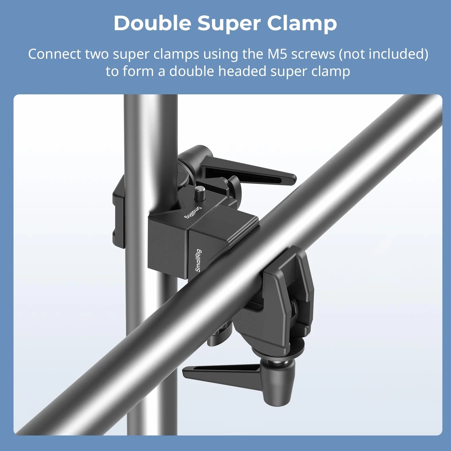 SMALLRIG Super Clamp Kit da 2 pezzi, ad alte prestazioni, carico massimo 33lb/15kg, con una vite superiore da 1/4"-20 e 3/8"-16, per illuminazione fotografica, per tubi rotondi e superfici piane