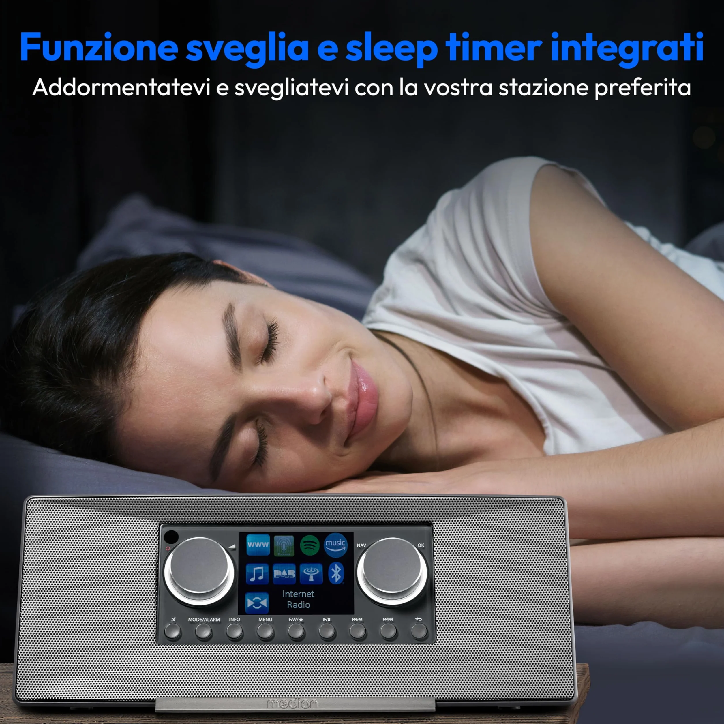 MEDION P85333 Radio Internet DAB+ WLAN FM Spotify Connect DLNA USB Grigio