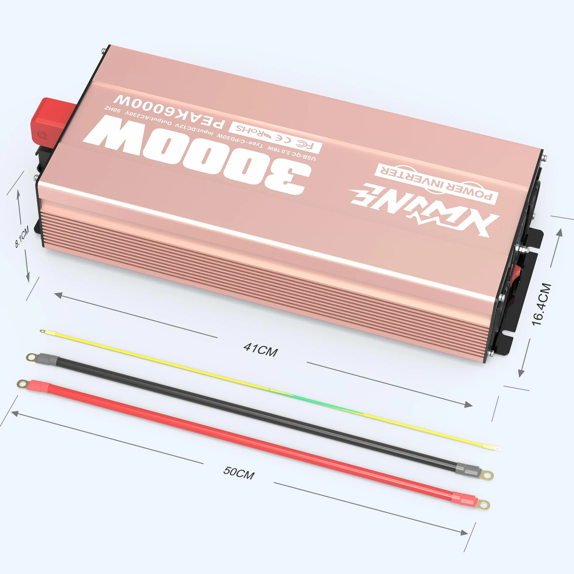 XWJNE Inverter 12V 220V/230V Onda Sinusoidale Pura 3000W, Convertitore di Tensione con 2 Prese CA, 1 Porte USB-A e 1 Porte USB-C, Display LCD, Telecomando 5M, per Camper, Camion, Casa e Emergenza