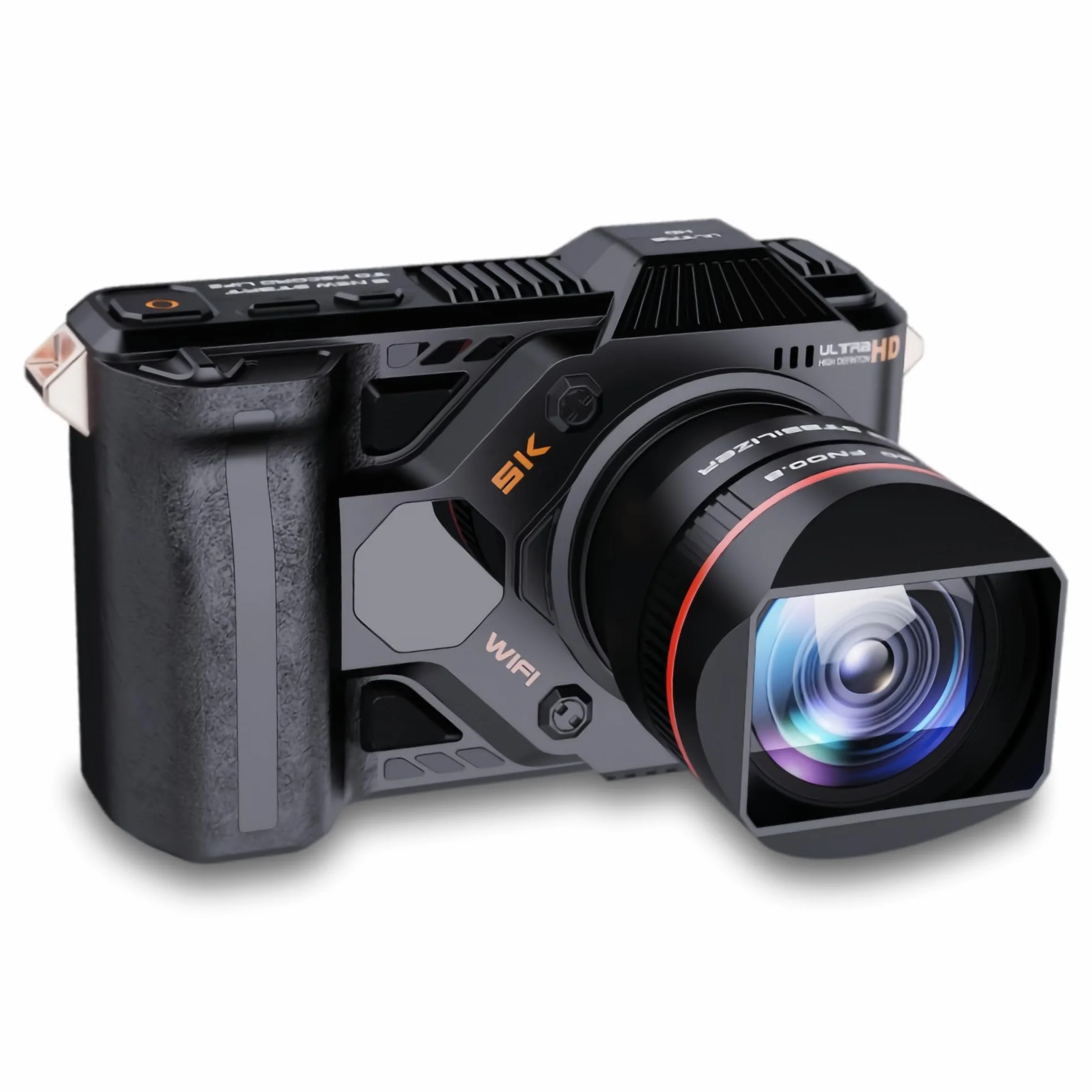 Fotocamera Digitale 5K - Videocamera da Viaggio 5G WiFi 16:9 50MP 4800mAh, Fotocamera Retro HD Professionale con Schermo da 4,0 Pollici/Zoom Digitale 50x / Visione Notturna a