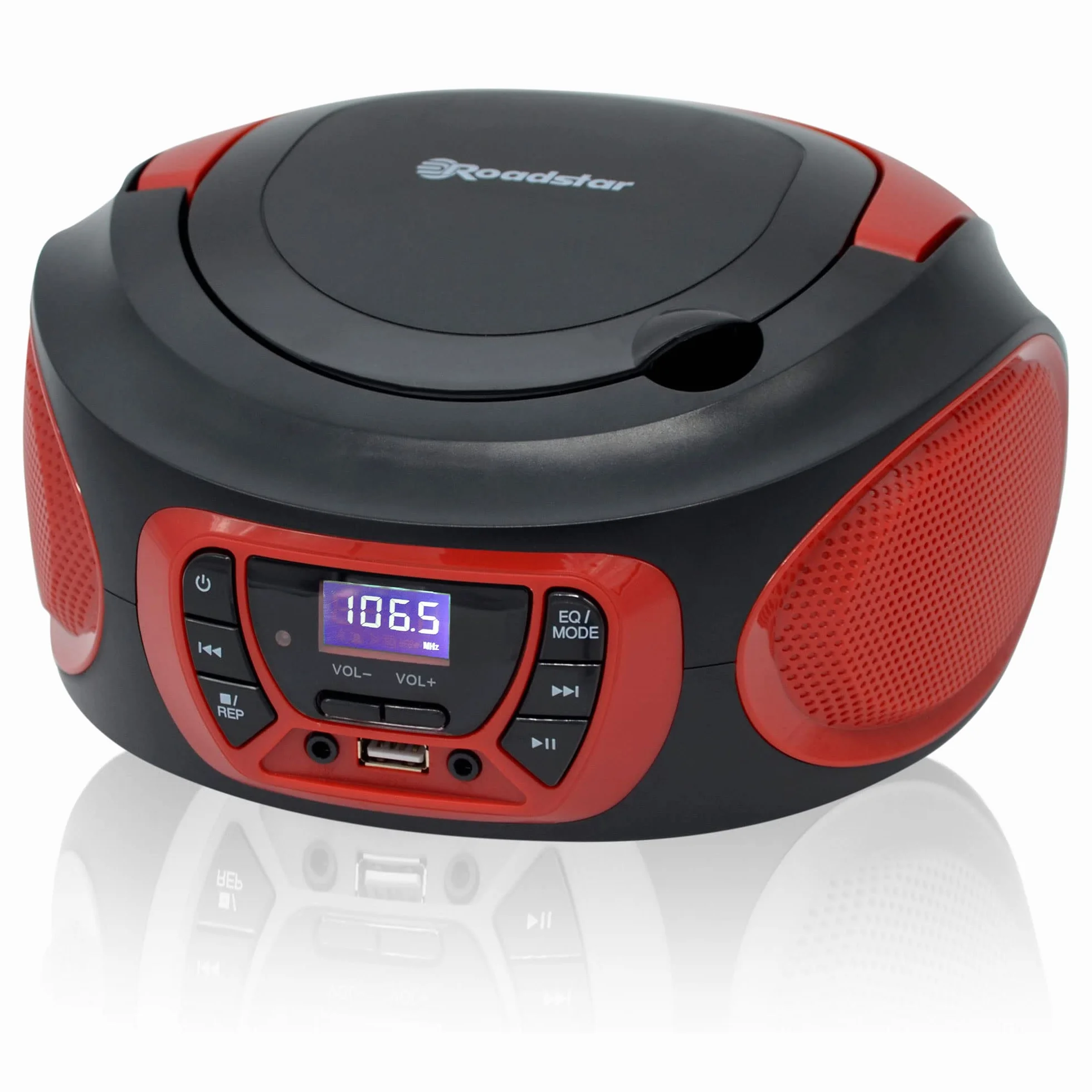 Roadstar Radio portatile stereo FM + CD - MP3 player e ingresso USB rossa