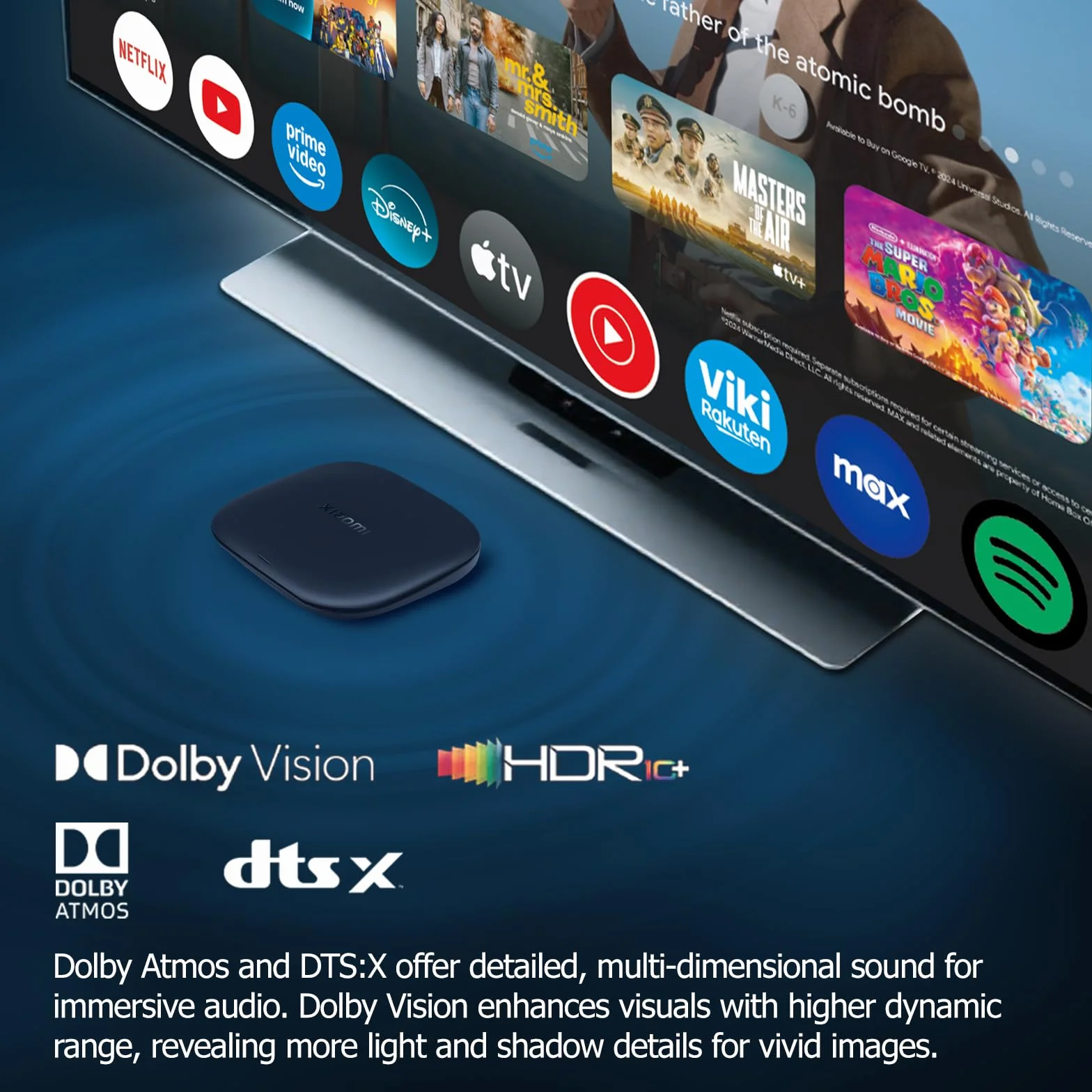 Xiaomi TV Box S (3nd Gen) - 4K Ultra HD, Potente procesador,2GB RAM, 32GB Memoria Smart TV Box, Google TV, Dolby Vision, HDR10+, Dolby Atmos, DTS-X, Wireless Projection, WiFi 6, Nero