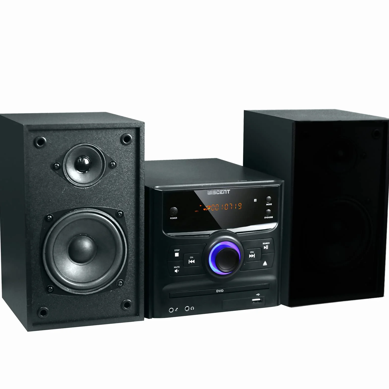 WISCENT Bluetooth Micro HiFi System, Lettore CD DVD Radio FM USB MP3 AUX Mic 30W