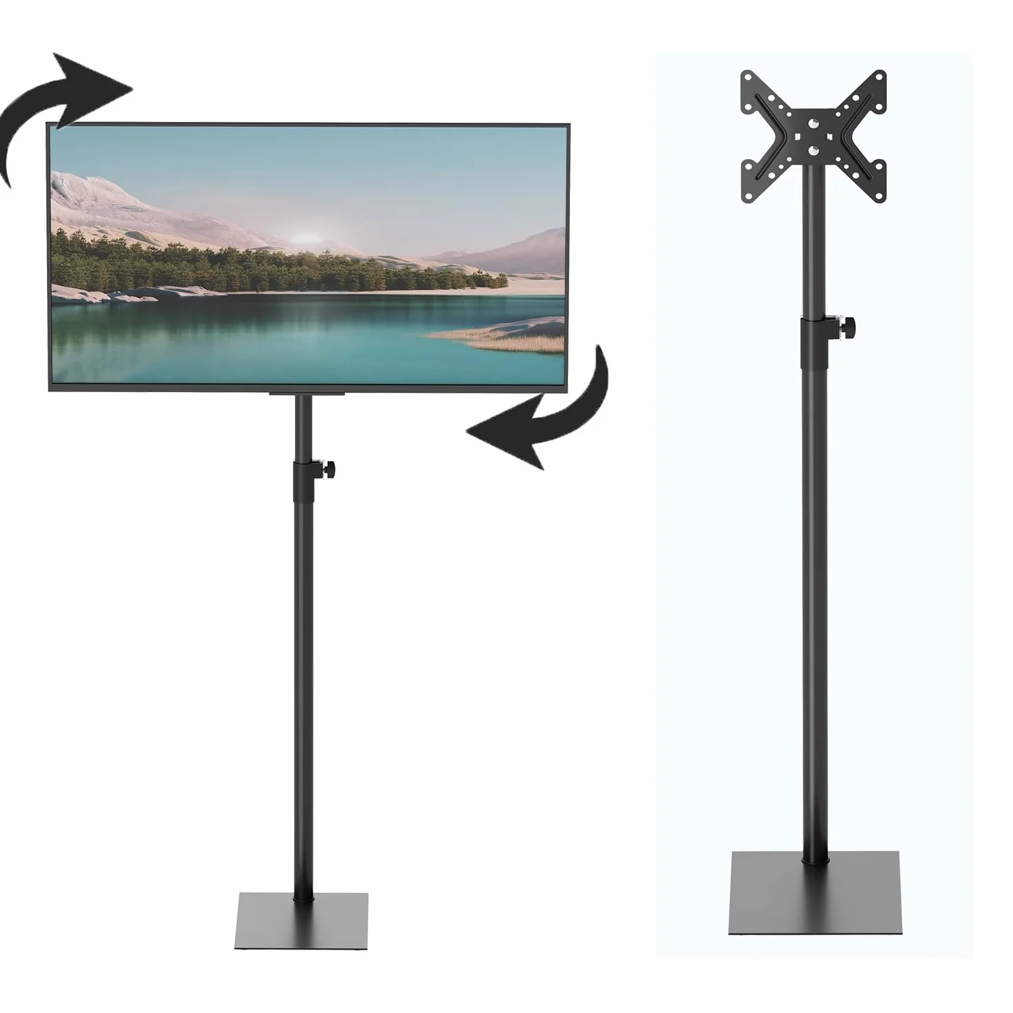 Supporto TV da Pavimento 360° Girevole Universale Supporto TV Alto Regolabile in Altezza e Inclinazione Supporto TV da Pavimento Extra per TV da 14 a 43 Pollici Supporto TV Autoportante per