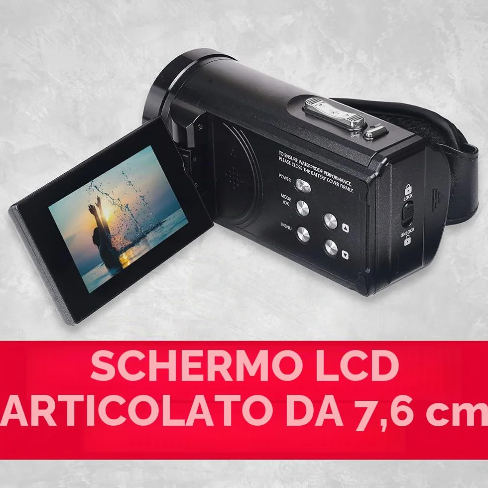Agfaphoto - Videocamera - Realimove CC4000W - 4K, Schermo LCD Articolato IPS da 3", Zoom Digitale 18X, Impermeabile fino a 5 m, Stabilizzazione Elettronica, Batteria al Litio – Nero