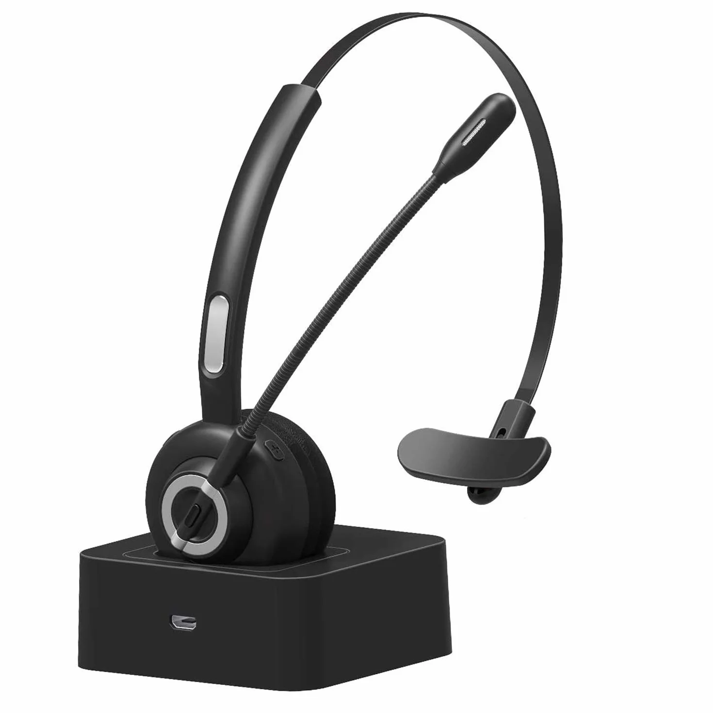 Auricolare Bluetooth per ufficio con microfono,Cuffie Bluetooth senza fili,Cuffie Bluetooth Trucker con cancellazione del rumore, auricolare vivavoce con dock di ricarica per call center, casa,PC