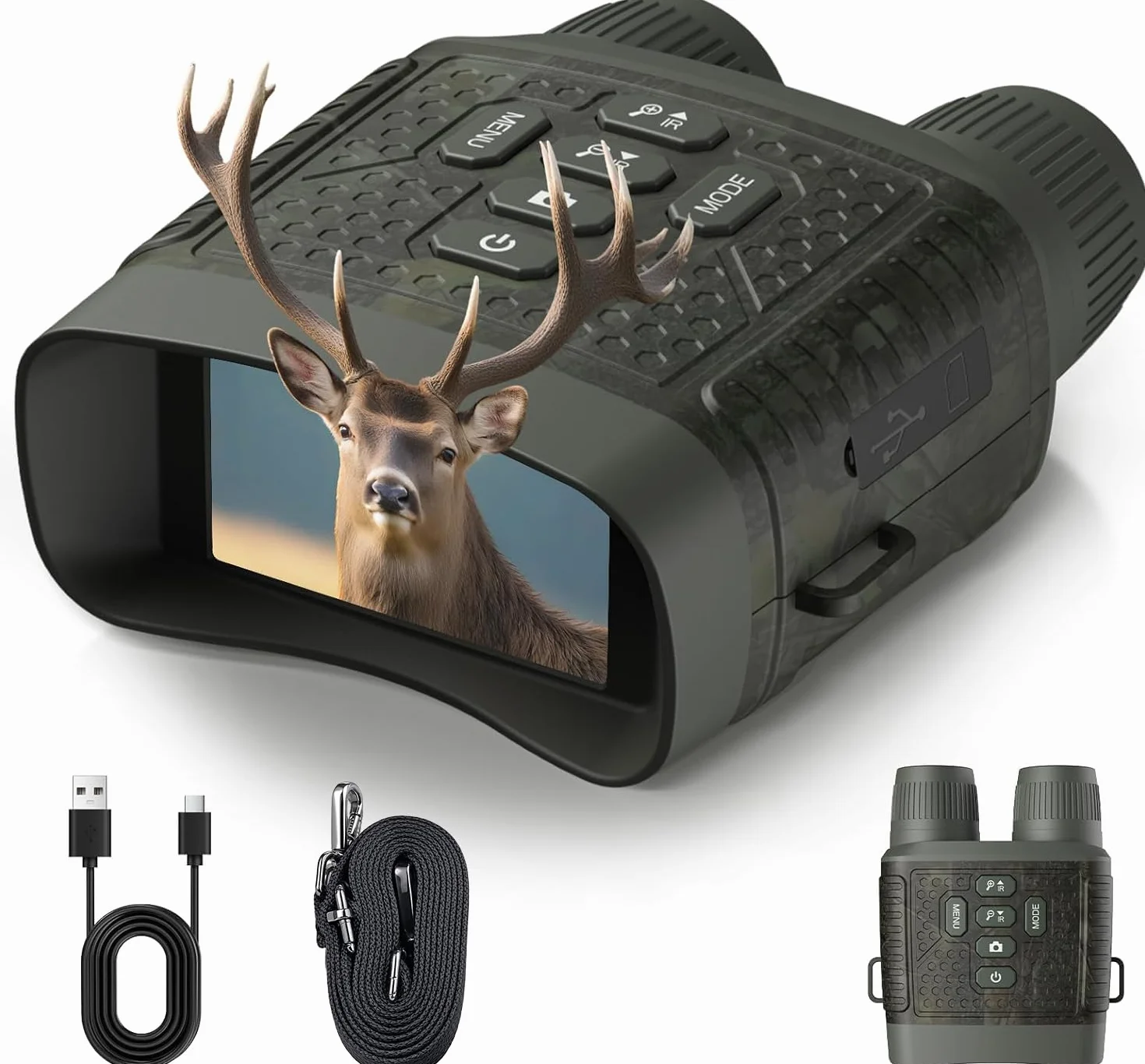Binocolo Visione Notturna 4K 48MP con Zoom 10x e Visore Notturno, Batteria Ricaricabile 5000mAh per Osservazione fino a 400m, Ideale per Outdoor, Campeggio e Sicurezza