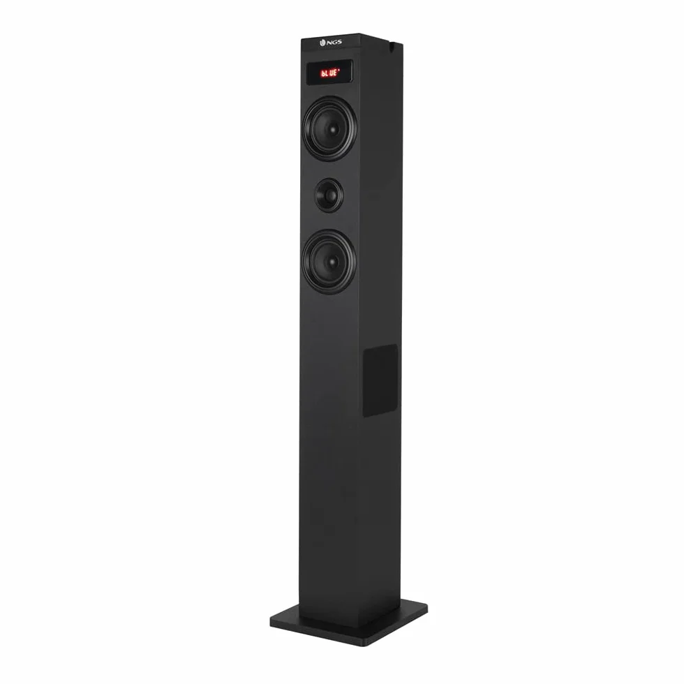 NGS SKY CHARM 2.1- Altoparlante a Torre Bluetooth da 80W con Ingresso Ottico, USB, Radio FM e AUX IN, Nero