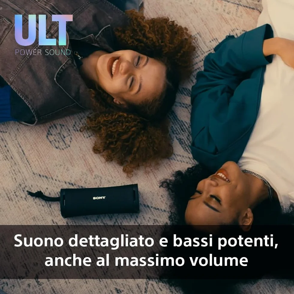 Sony ULT FIELD 1 | Speaker portatile wireless Bluetooth con ULT POWER SOUND, bassi profondi, IP67, impermeabile, antipolvere, antiurto, batteria da 12 ore, qualità chiamata chiara, viaggio - Nero