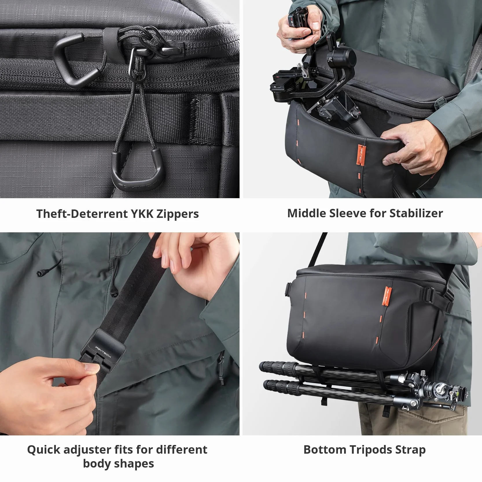 PGYTECH OneMo Borsa Fotografica 11L-13L, Tracolla Impermeabile da Viaggio, Messenger per Mirrorless e Reflex/DJI Avata 2/Mini 4 Pro/Mavic/Treppiede/Laptop, Nero