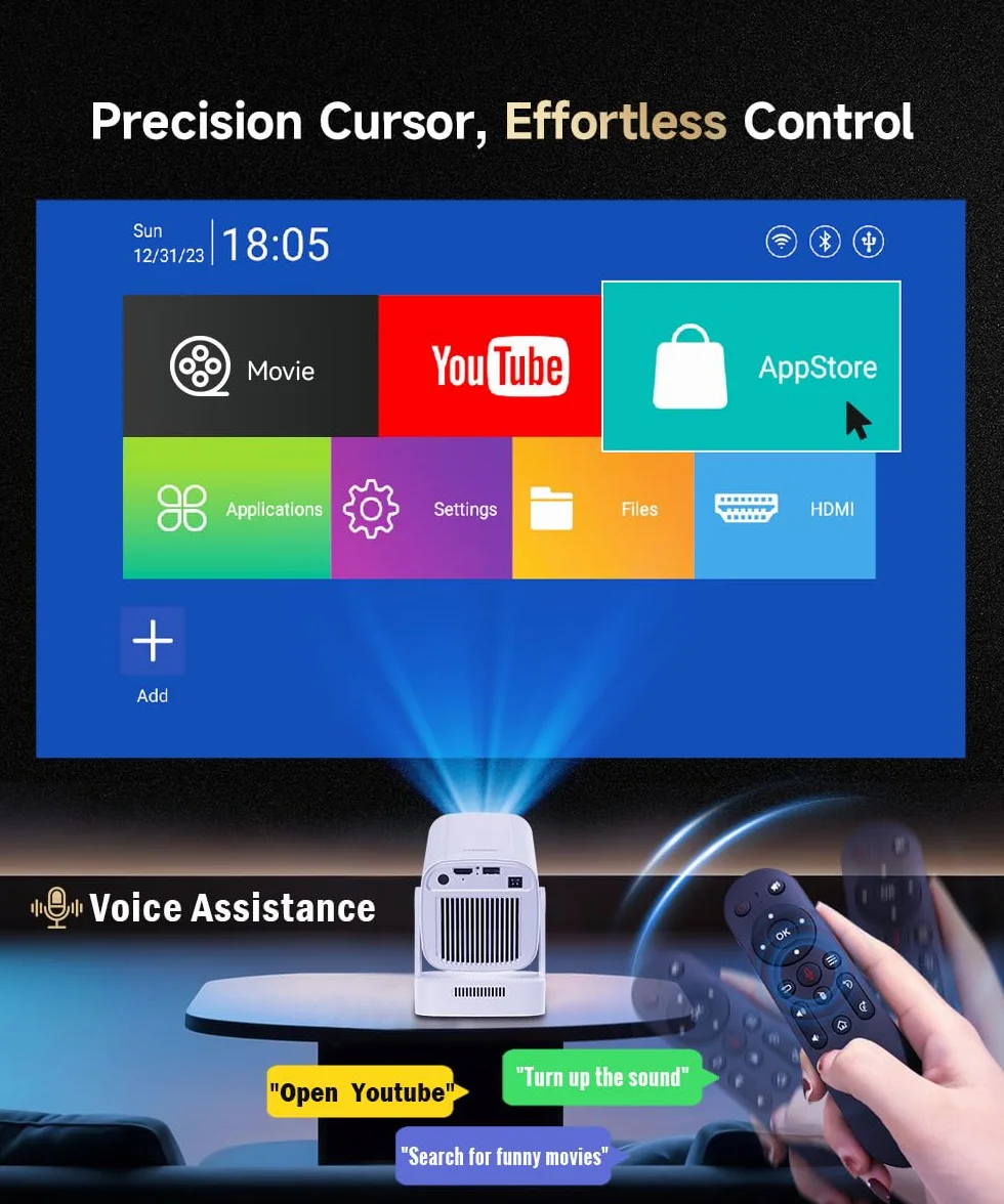 Magcubic HY310 Proiettore 4K Mini Portatile WiFi 6 Bluetooth 5.4 180° Messa a Fuoco Automatica