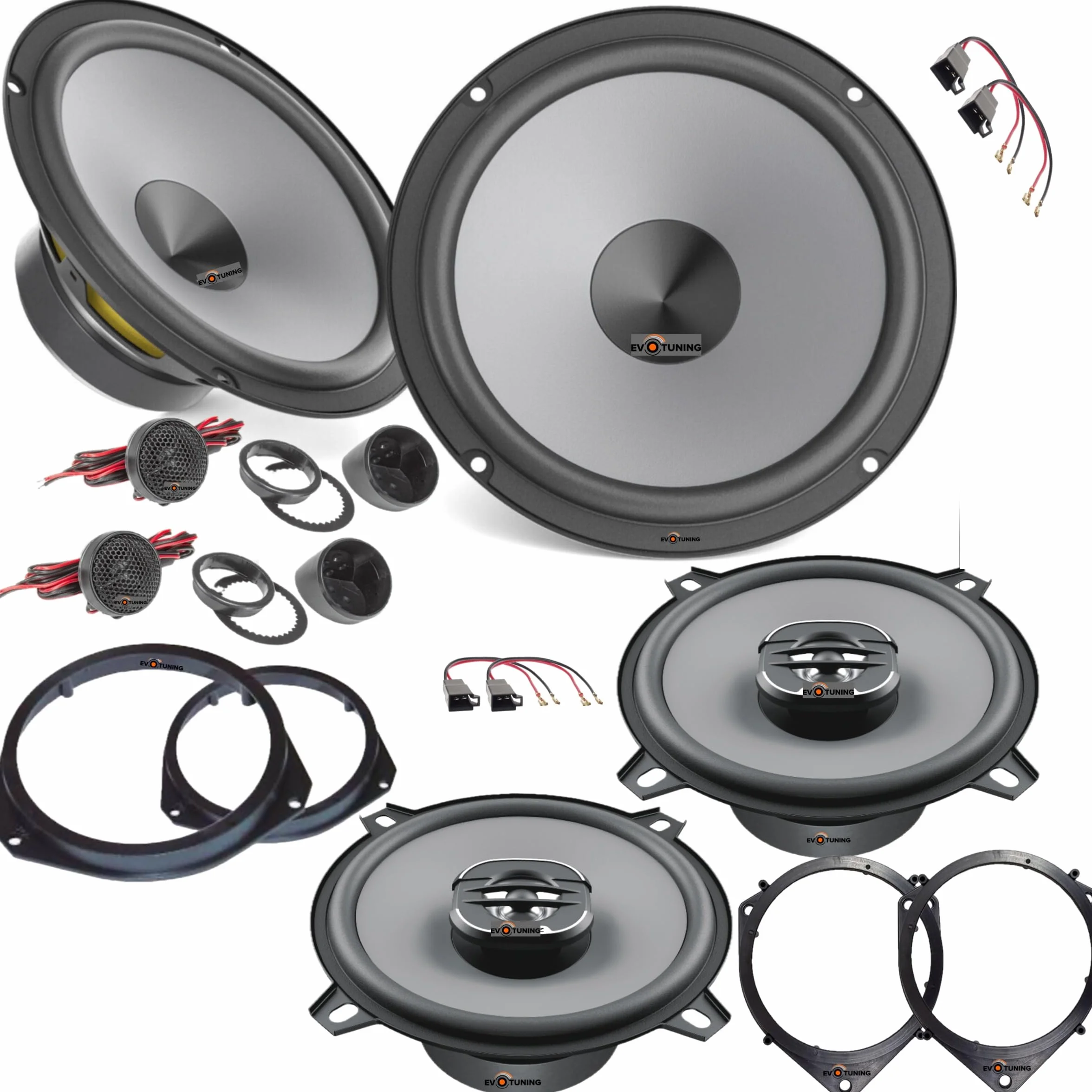 Kit 6 Casse Altoparlanti per Opel Corsa D, 460W dal 2006 al 2019 Anteriori e Posteriori, compatibile con Hertz K165 +X130, Set 2 Woofer +2 Tweeter +2 Coassiali 13 +4 Anelli e Cavi Adattatori