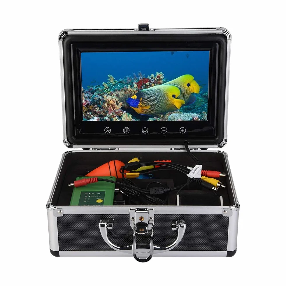 Kit fotocamera Fish Finder per pesca subacquea con monitor da 9 pollici Telecamera 1000TVL 30M cavo 4500mAh batteria ricaricabile 15 LED bianco Night Vision per pesca su ghiaccio, lago e barca(EU)