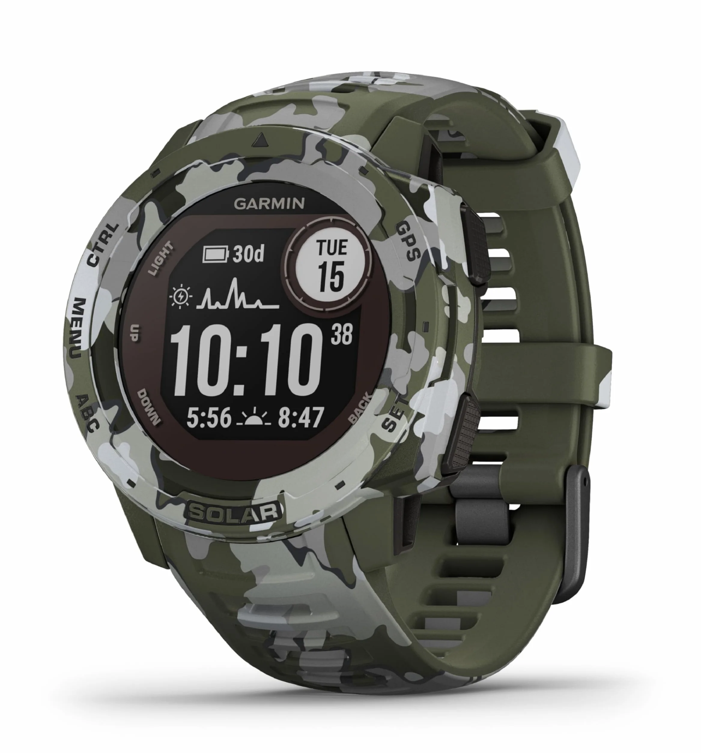 Garmin Instinct Solar, Smartwatch Gps con Ricarica Solare, Lichen Camo, 4.5 x 4.5 x 1.53 cm (Ricondizionato)