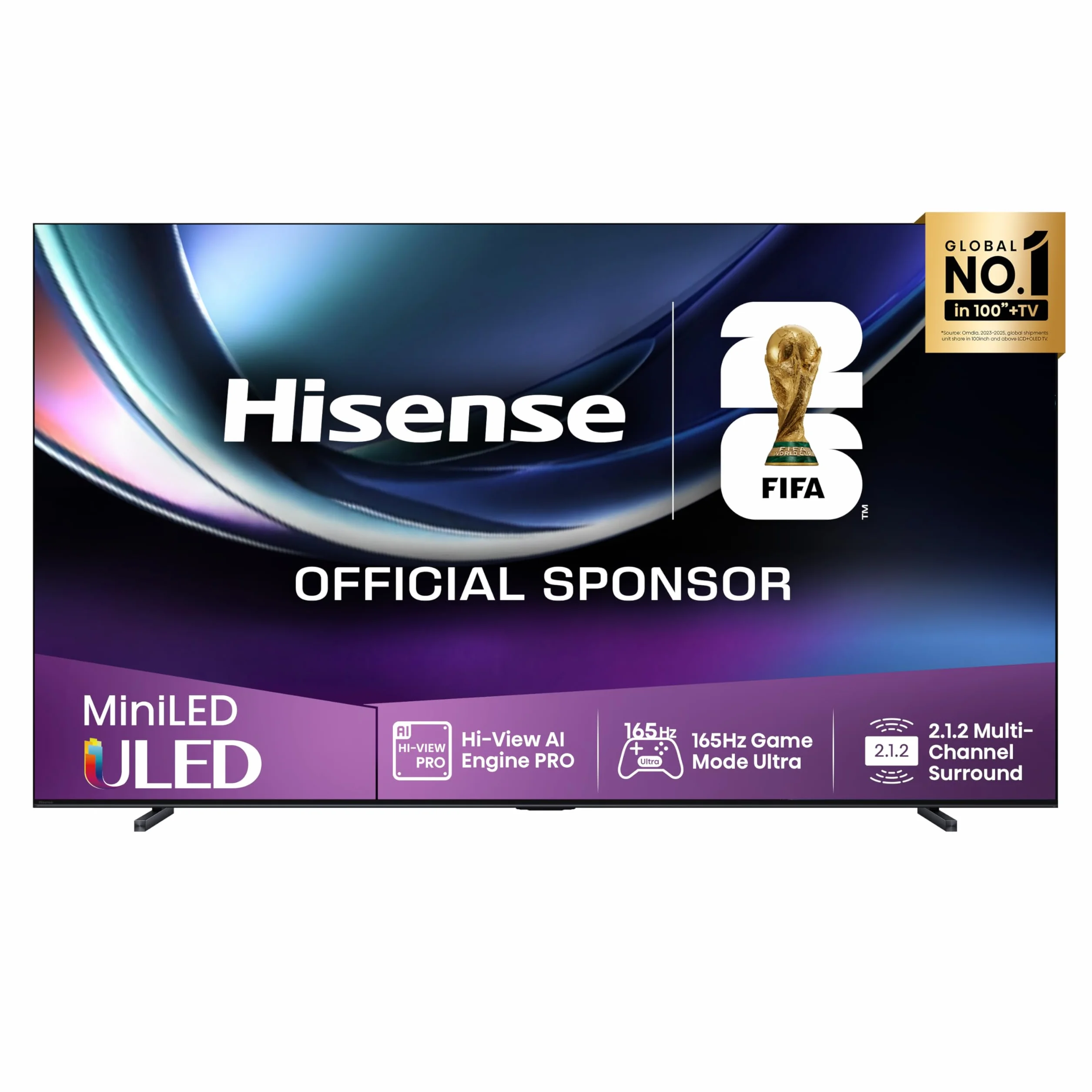 Hisense TV 100" Mini-LED 165Hz 4K 2025 100U7Q PRO, Smart TV VIDAA U9 con 1000+APP, Dolby Vision IQ, HDR 10+ Adaptive, 165Hz Game Mode Ultra, Dolby Atmos 2.1.2 con Subwoofer, Alexa Built-in