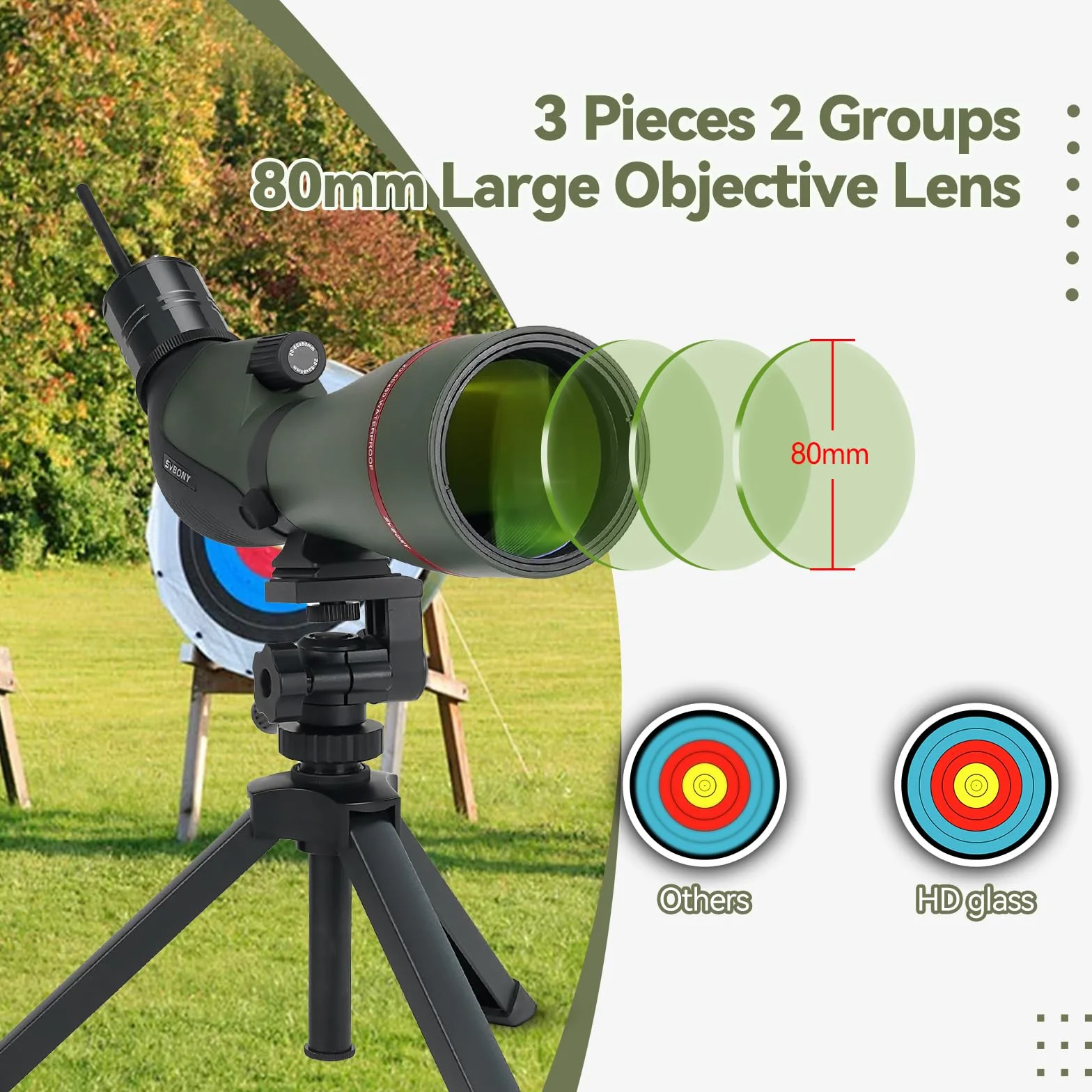 Svbony SA412 20-60x80 Spotting Scopes con WIFI Camera, HD Spotting Scope con Treppiede da Tavolo, Cannocchiale a Lungo Raggio, Cannocchiale Antiappannamento Impermeabile FMC per Tiro al Bersaglio