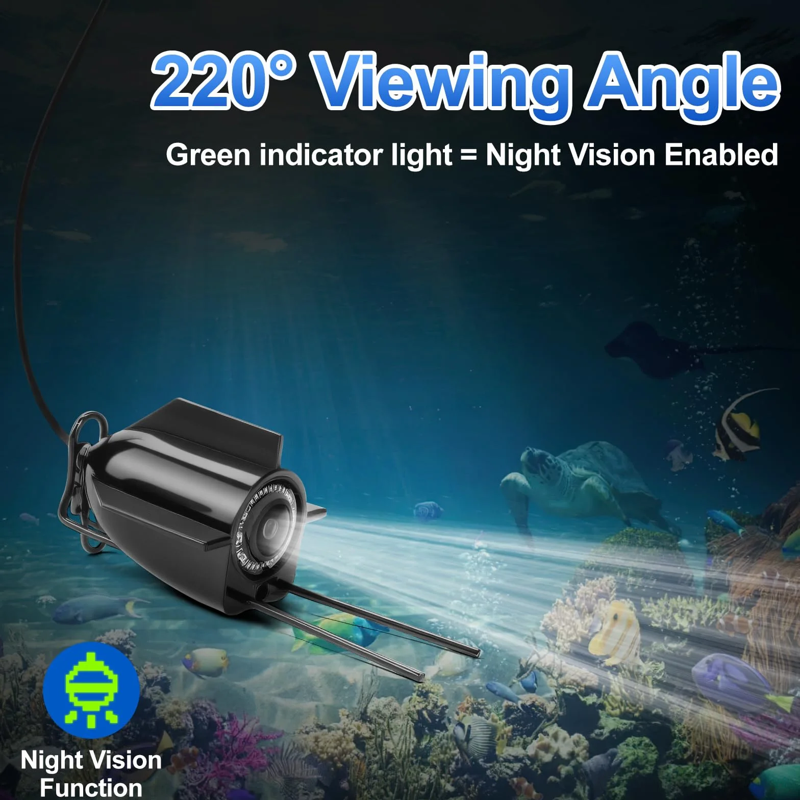 Underwater Fishing Camera, 5000mAh Battery Fish Finder Camera Waterproof with 4.3 Inch IPS Display and 30M Cable, 220° Wide Angle Night Vision for Ice, River and Boat Fishing