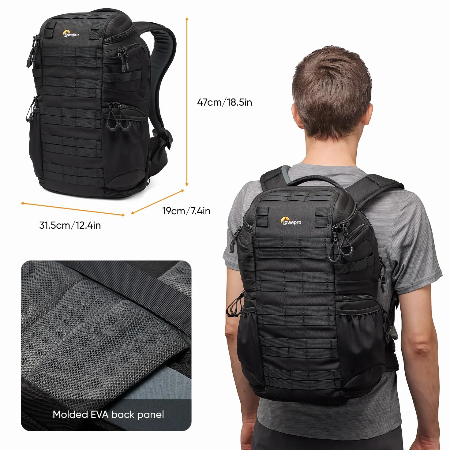 Lowepro ProTactic BP 350 AW III Zaino Professionale per Fotocamera, Accesso Multiplo, DSLR/Droni/Mirrorless, Laptop fino a 14', Copertura Antipioggia, per Fotografi e Videografi, Capacità 17L