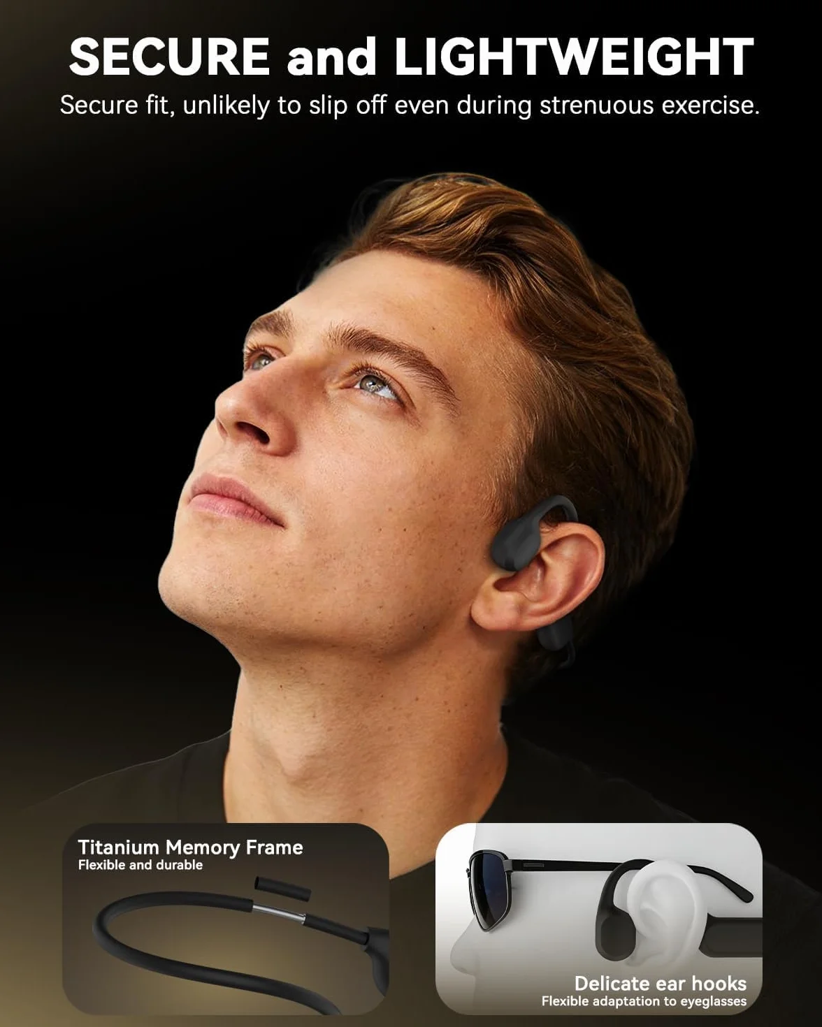 ANSTEN Casque Conduction Osseuse Bluetooth 6.0, Étanche IPX8 Écouteur Conduction Osseuse avec Réduction de Bruit AI, Casque sans Fil Oreille Ouverte pour Course, Cyclisme