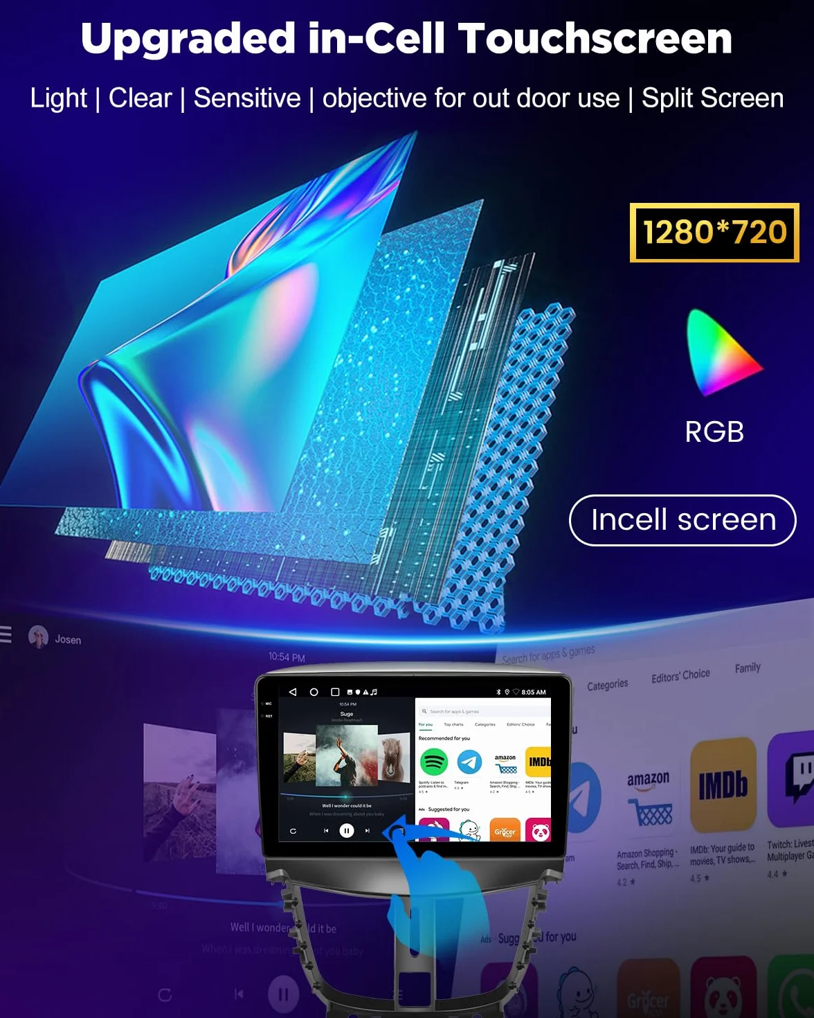NHOPEEW 4+128G Android Autoradio per Peugeot 207 2006-2015 con Wireless Carplay e Android Auto - Schermo incell da 9 pollici Supporto WiFi GPS Comandi al volante + Telecamera di retromarcia, Canbus