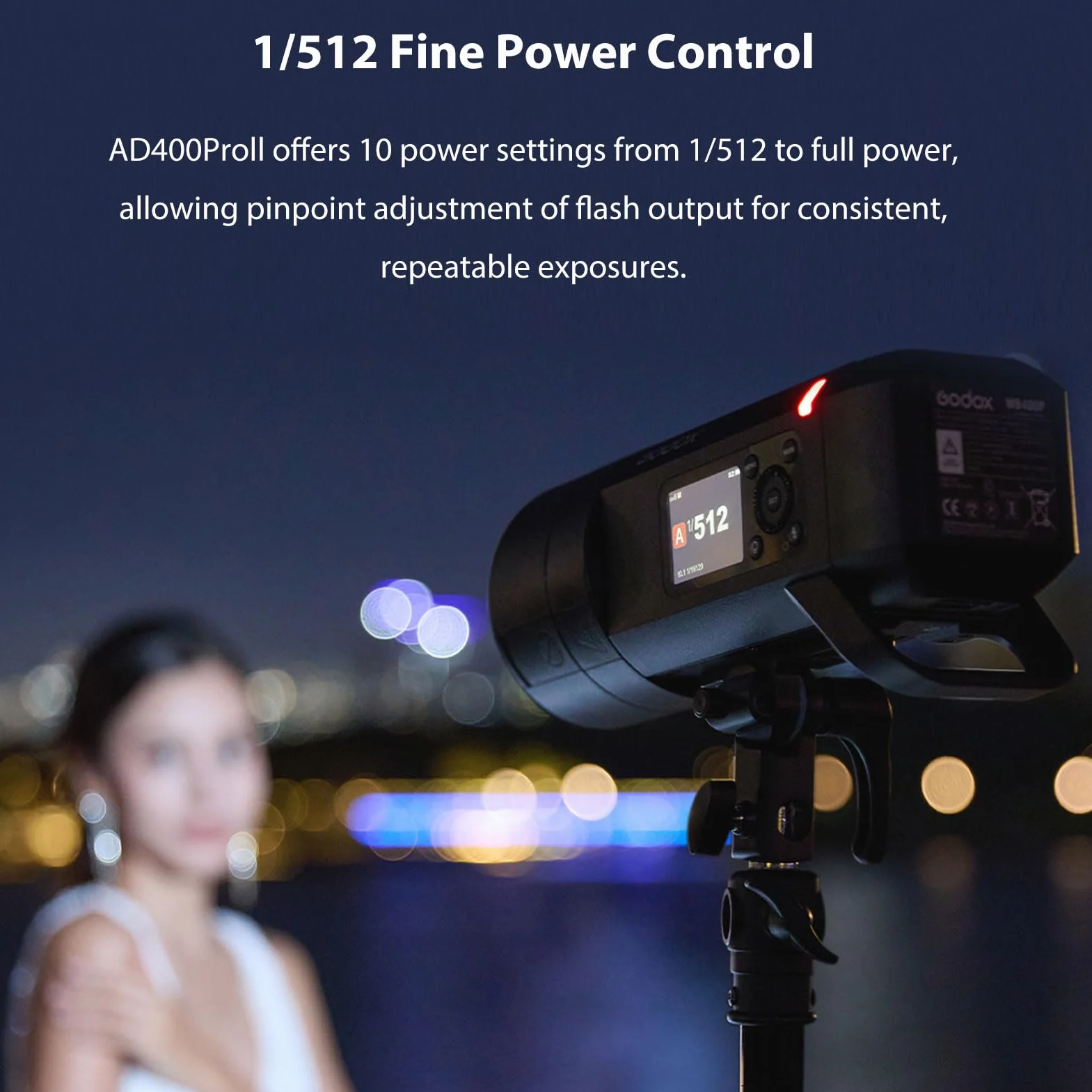 Godox AD400ProII - Testine flash, 400 W, TTL, Speedlite wireless, 1/8000s HSS, tempo di ricarica 0.01-1s con luce di regolazione Bi-Color Godox Mount e adattatore esterno Bowens Mount