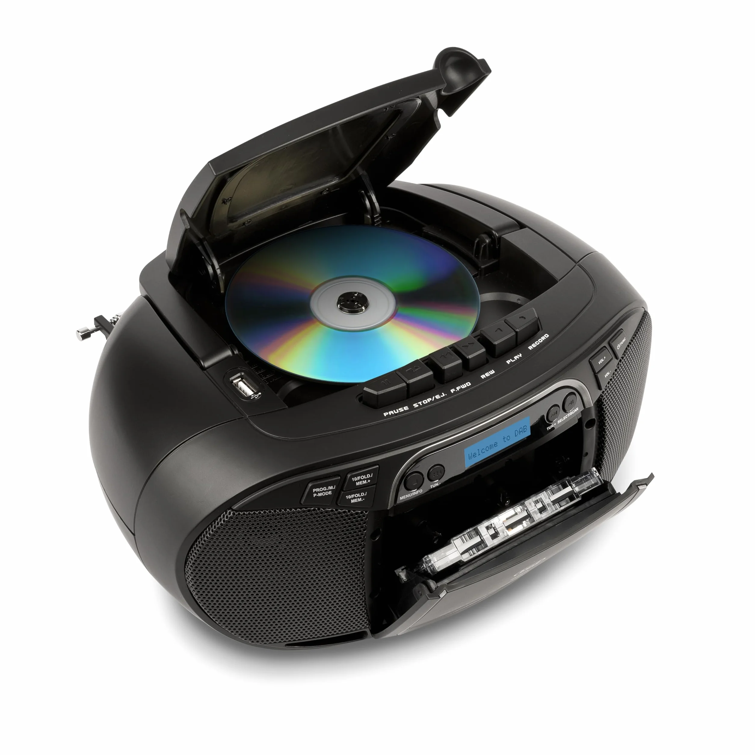 Trevi CMP 576 Stereo Portatile DAB FM, Boombox con Lettore CD e Musicassette, Ingressi USB, AUX-IN e Presa Cuffia