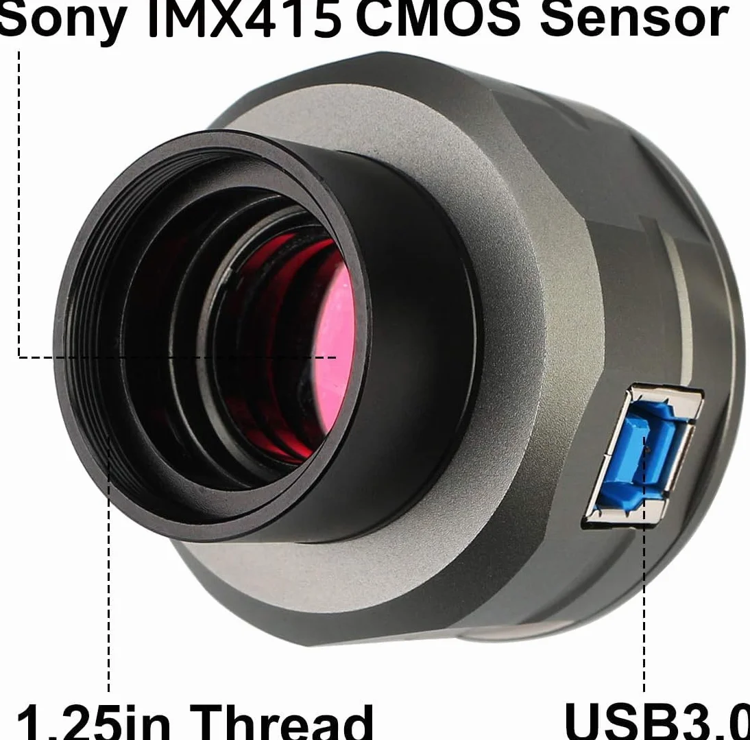 Svbony SV205 Oculare Elettronico 1.25 Pollici, Tocamera Telescopio USB3.0 da 8MP, Colore CMOS Fotocamera Astronomica Digitale, Telescopio Oculare per Fotografia Lunare Planetaria Astronomica