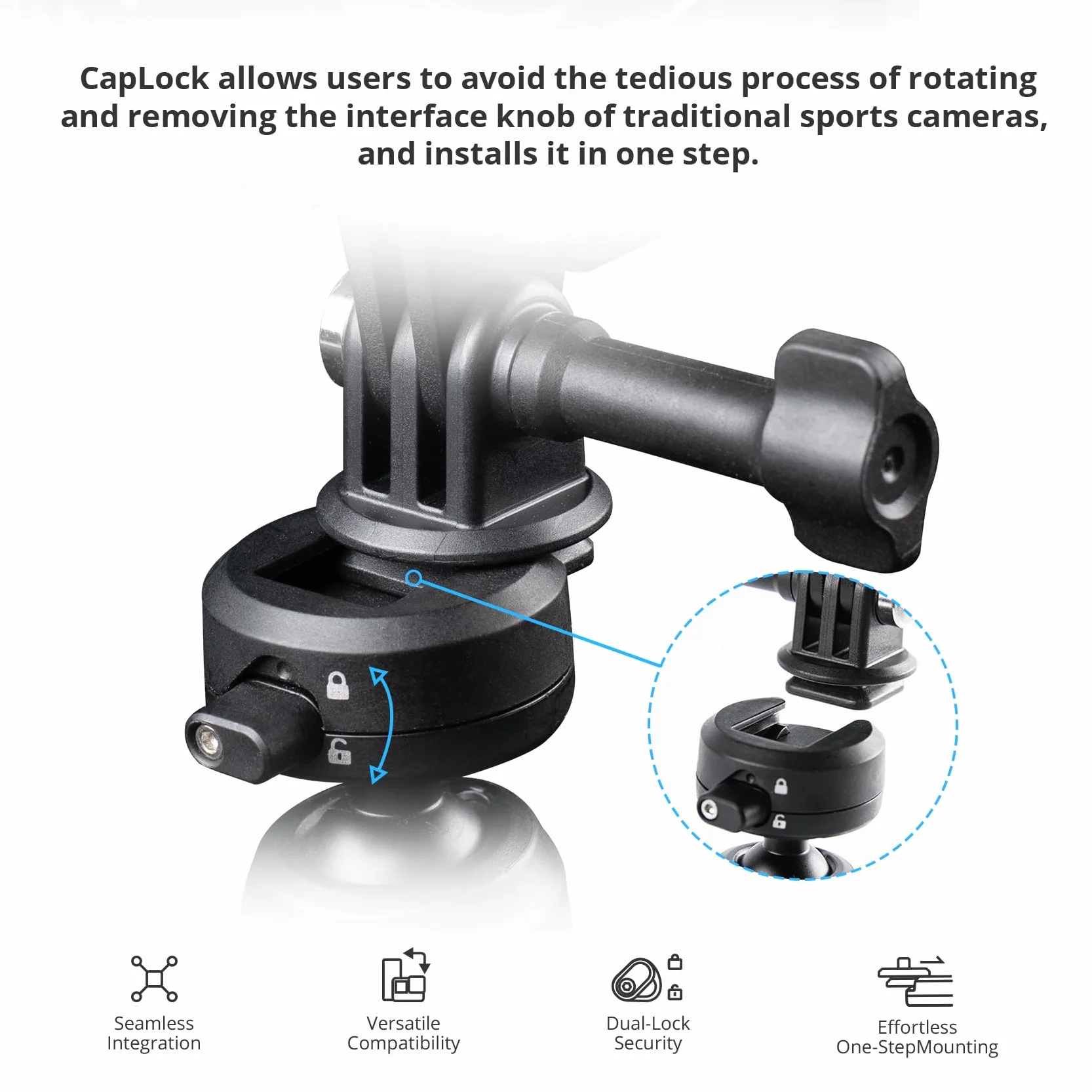 PGYTECH MantisPod Z Treppiede Estensibile per Action Cam, Impugnatura Portatile con Testa a Sfera a 360° e Sistema CapLock per DJI OSMO/Action/Pocket, per Insta360, per GoPro, Supporto da Tavolo