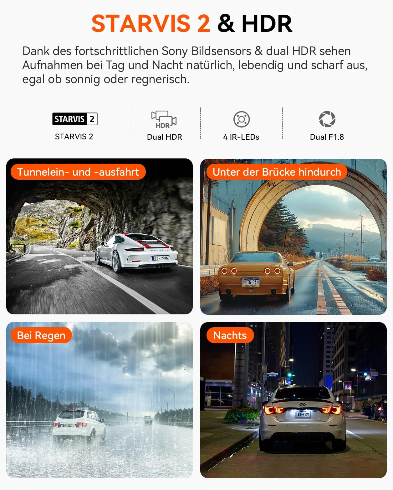 VANTRUE N2X 2.7K+1080P Telecamera per Auto Anteriore Interna, STARVIS 2 Doppia HDR Dash Cam Infrarossi, 2.5K/60FPS Frontale, 5GHz WiFi GPS, APP & Controllo Vocale, 24/7 Modalita Parcheggio, Max 512GB
