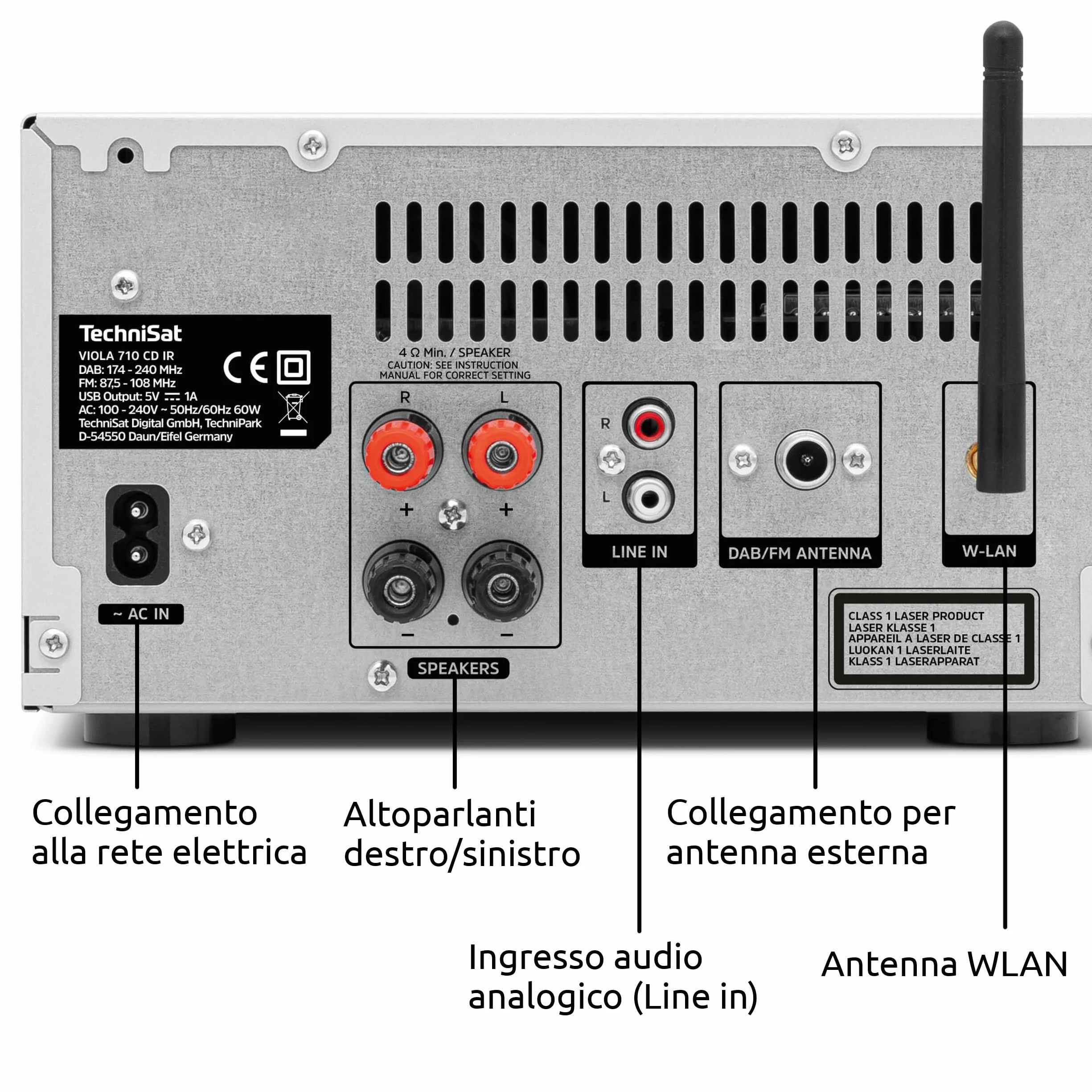 TechniSat VIOLA 710 CD IR Impianto Hi-Fi compatto radio Internet DAB+ FM lettore CD Bluetooth 2x20W RMS