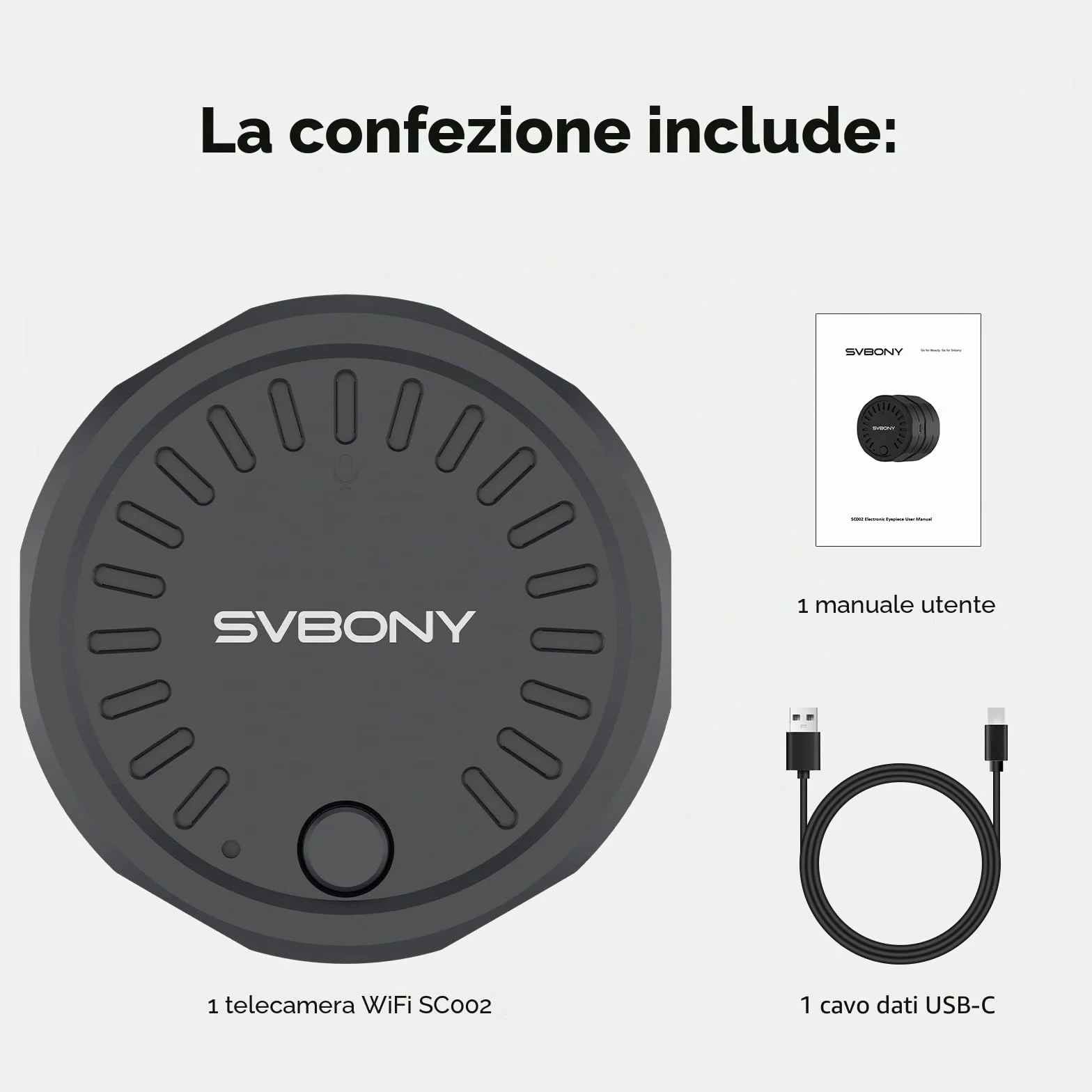 Svbony SC002 WIFI Telecamera per Cannocchiale, Telecamera Digiscoping Wireless HD 1080P con Zoom, Diametro Compatibile dell'oculare 37 mm-56 mm, Interfaccia Tipo-C con scheda TF da 32 GB