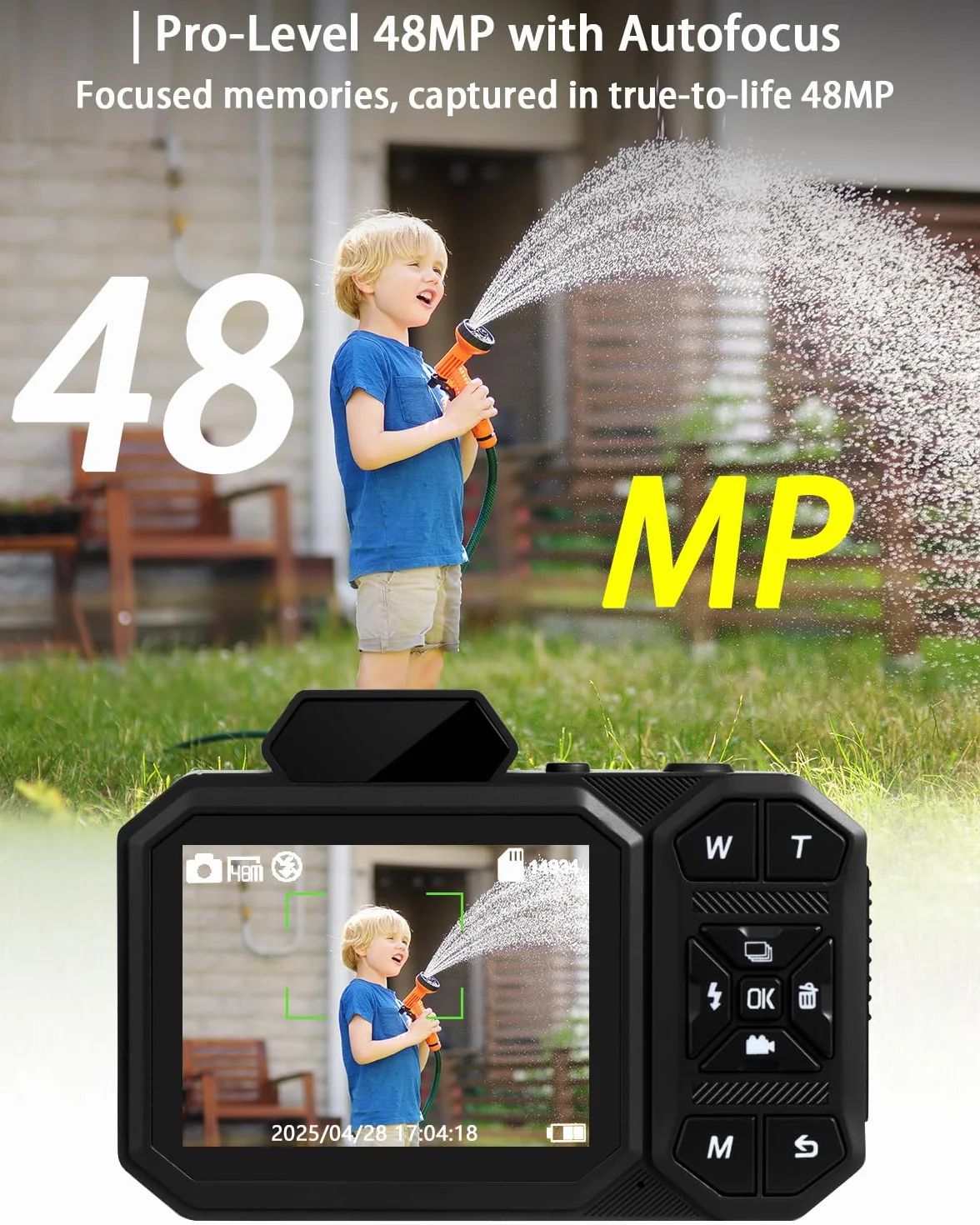 Macchina Fotografica Digitale, Bextgoo Fotocamera 4K per Vlog con Scheda da 64GB, Fotocamera con Autofocus da 48MP, Zoom 12X, Flash e Anti-Shake, Fotocamera Digitale Compatta per Adulti e Adolescenti