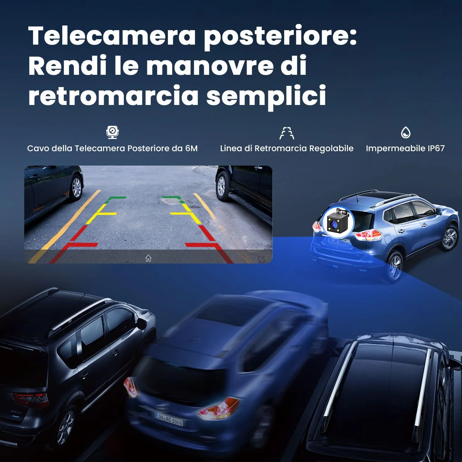 Schermo Portatile Wireless da 9,26" CarPlay per Apple CarPlay & Android Auto, Aggiornamenti OTA, Telecamera di Retromarcia, Mirror Link, Bluetooth 5.0, Controllo Vocale, Navigazione GPS, FM