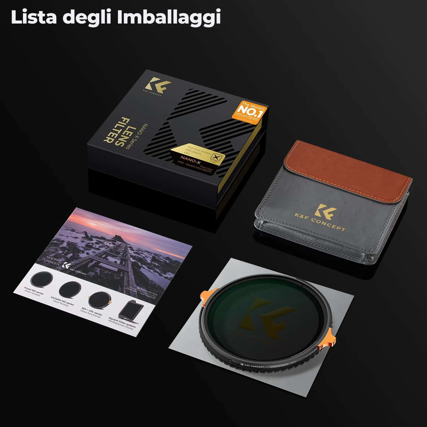 K&F CONCEPT Nano-Xcel 72mm True Colour Filtro Variabile ND2-32 (1-5 Stop) & Polarizzatore Circolare, 2 In 1 Filtro Multifunzione CPL & VND 2-32 in Vetro Ottico 28 Strati Nano Rivestimento