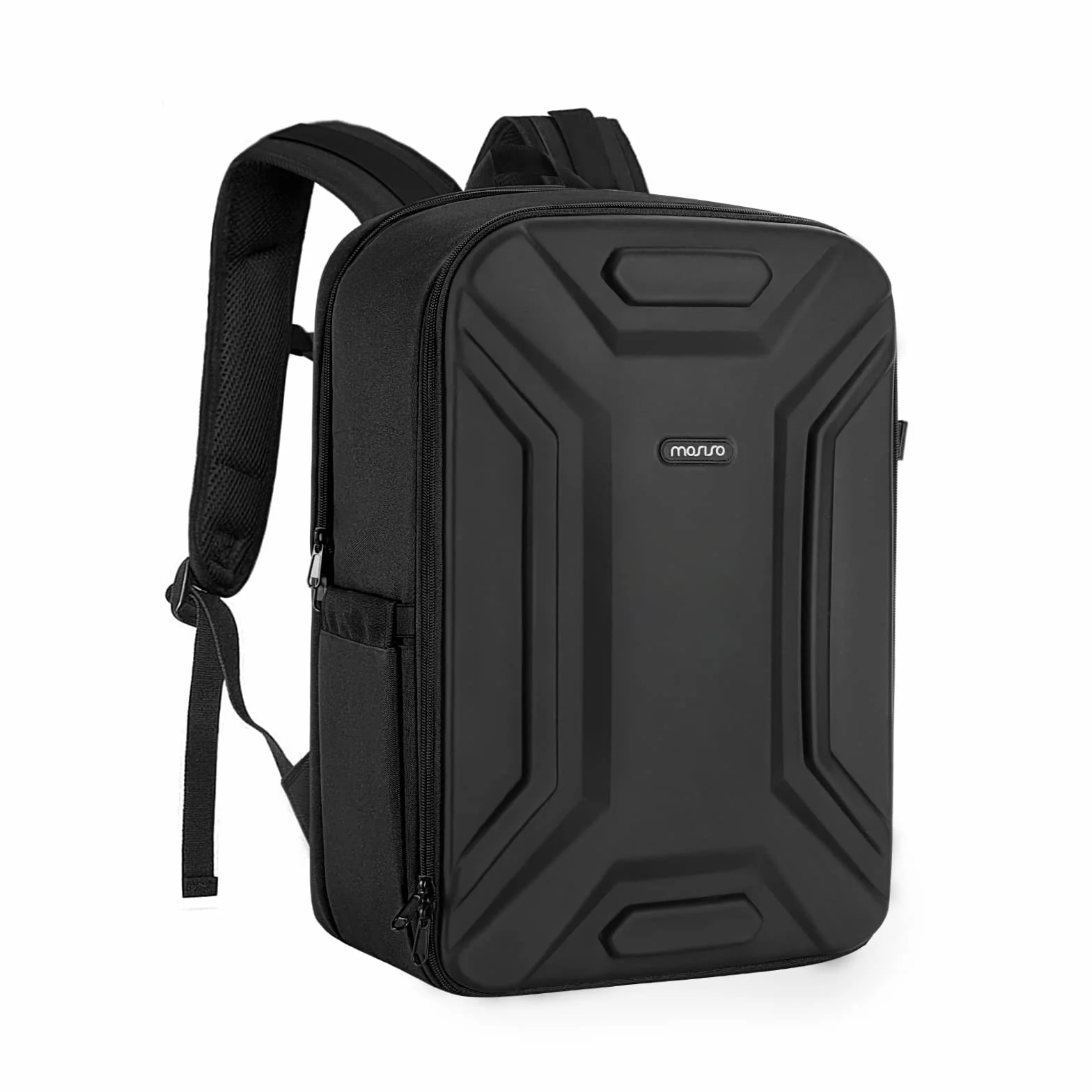 MOSISO Zaino Fotografico,Borsa Fotocamera DSLR/SLR/Mirrorless Waterproof Guscio Hard Geometric Simmetrico con Tripod Holder&Scomparto Laptop 15-16 Pollici Compatibile con Canon/Nikon,Nero