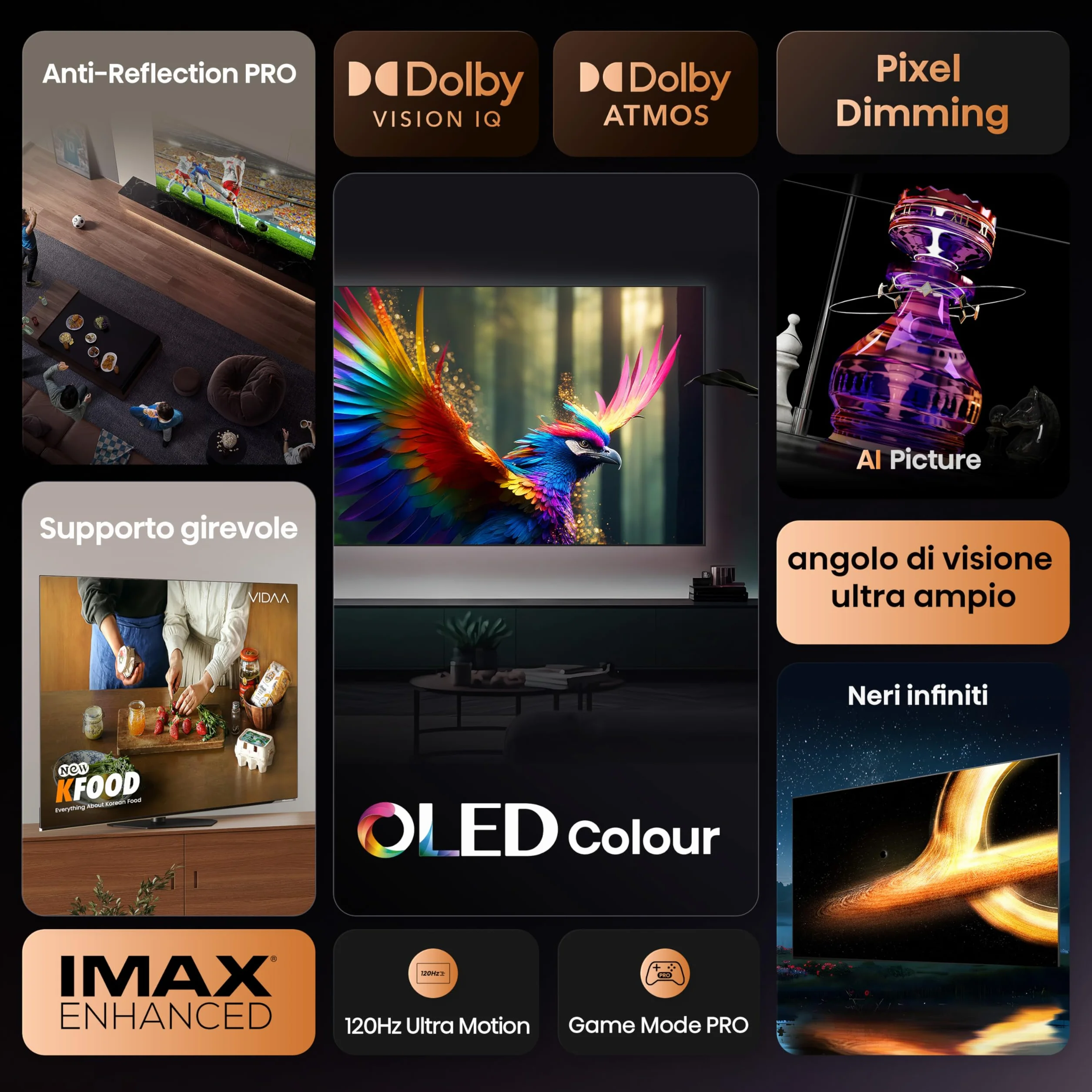 Hisense 55A8DQ Smart TV OLED 55" 4K VIDAA Dolby Vision IQ HDR10+ Adaptive 120Hz Game Mode PRO Audio Dolby