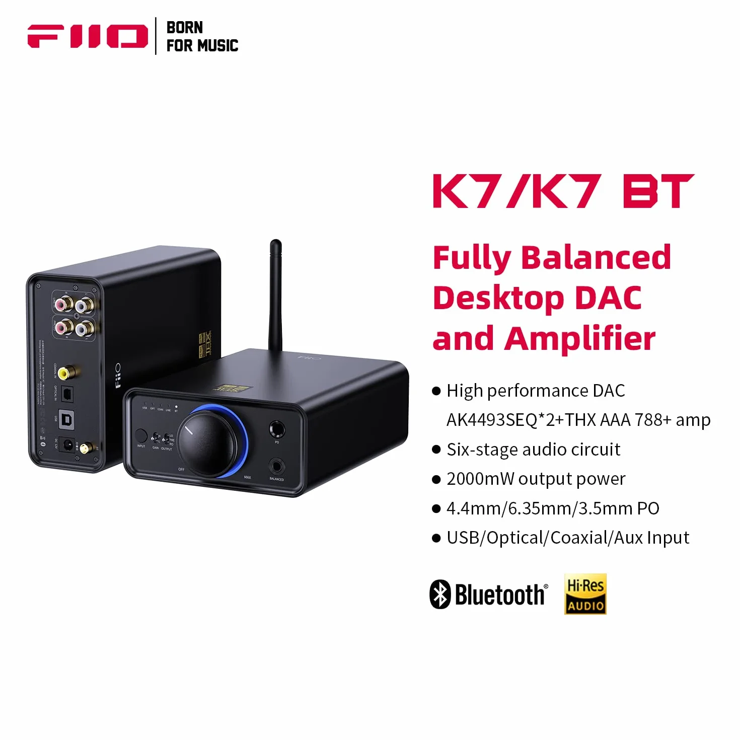 FiiO K7 BT DAC Desktop + Amplificatore per Cuffie Bilanciato Bluetooth