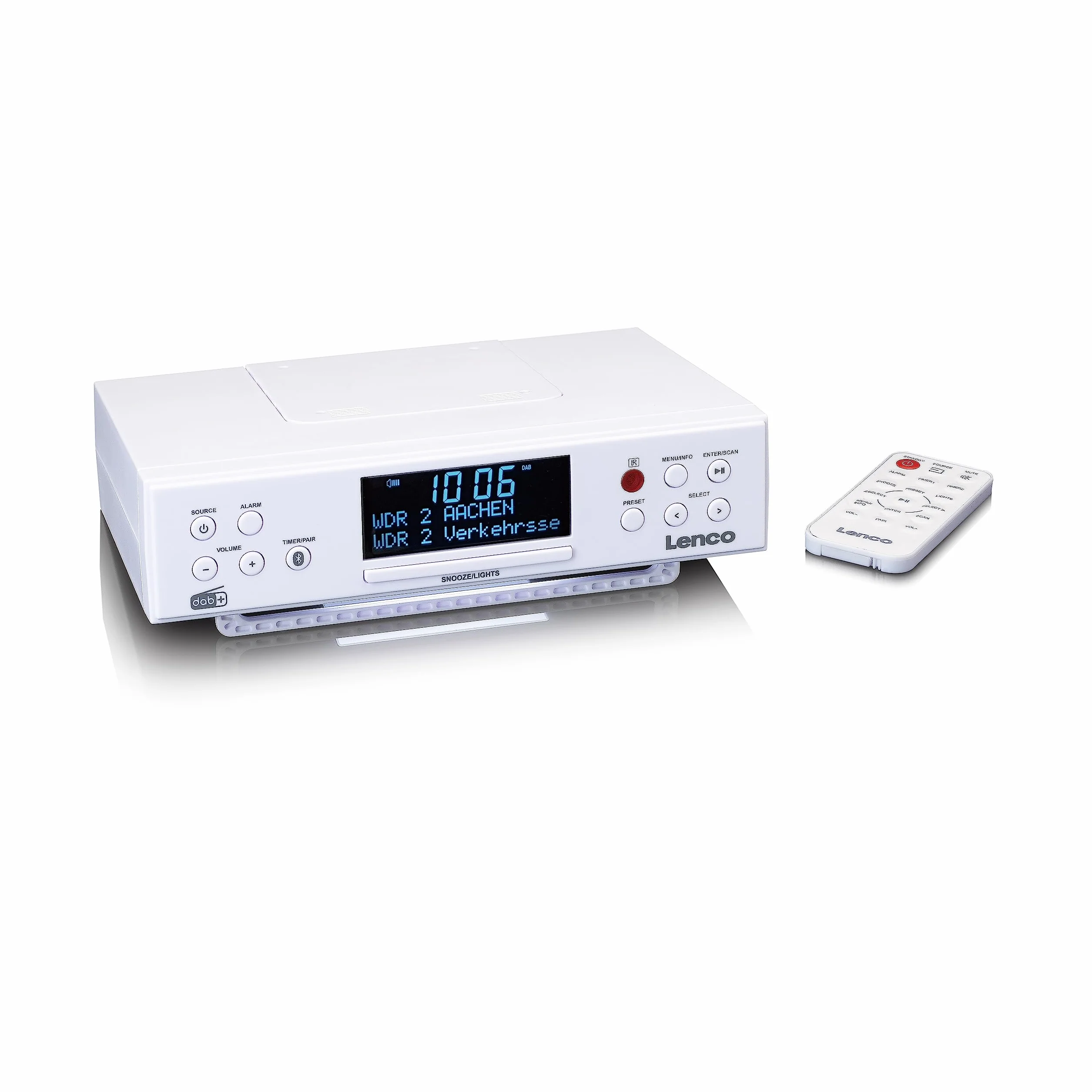 Lenco KCR-190WH Radio da Cucina DAB+/FM Bluetooth Display LED 3,3" Bianco