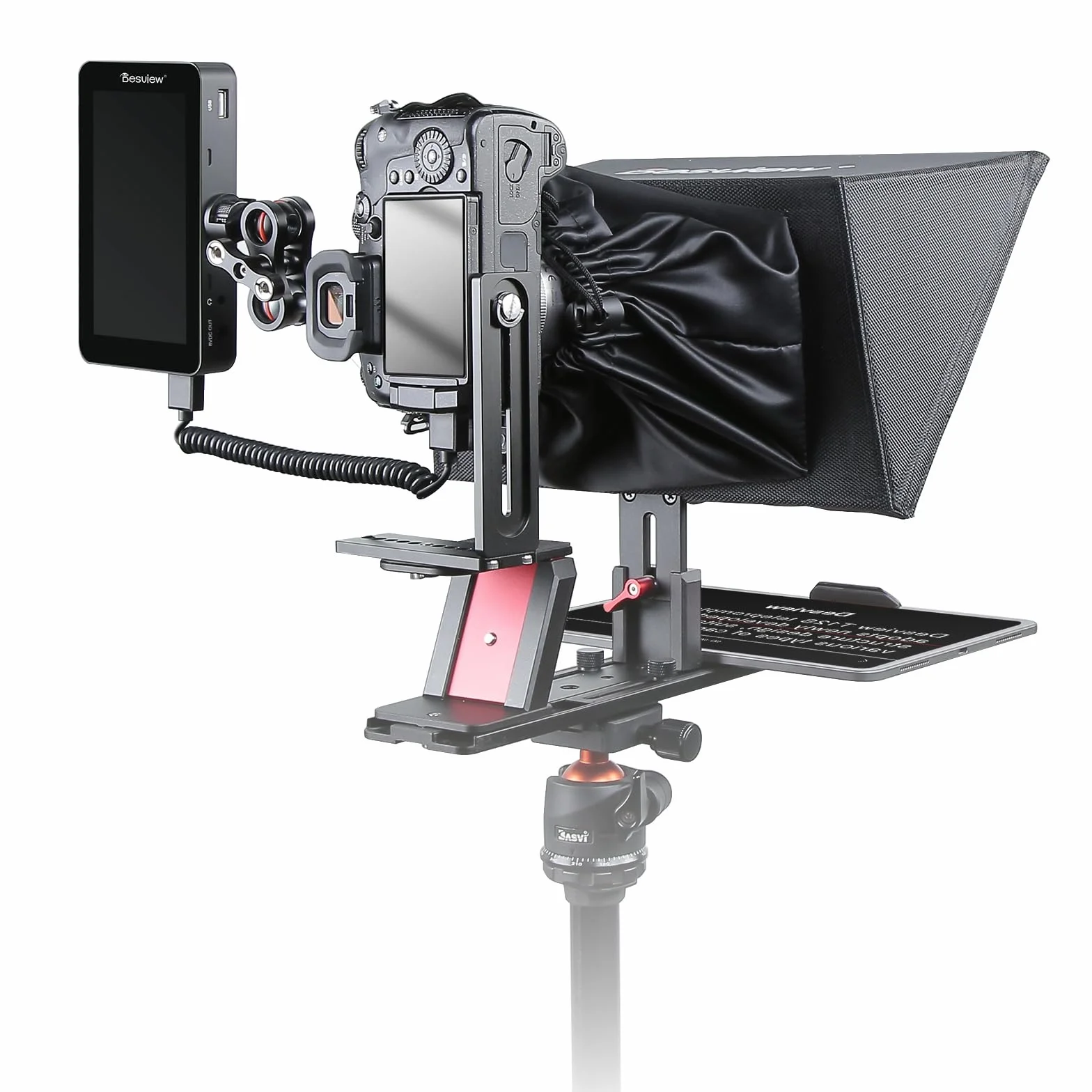 Desview T12S Teleprompter Teleprompter in lega di alluminio da 12,9 pollici, ad alto display in metallo con telecomando APP Compatibile con iPad, smartphone per fotocamere DSLR